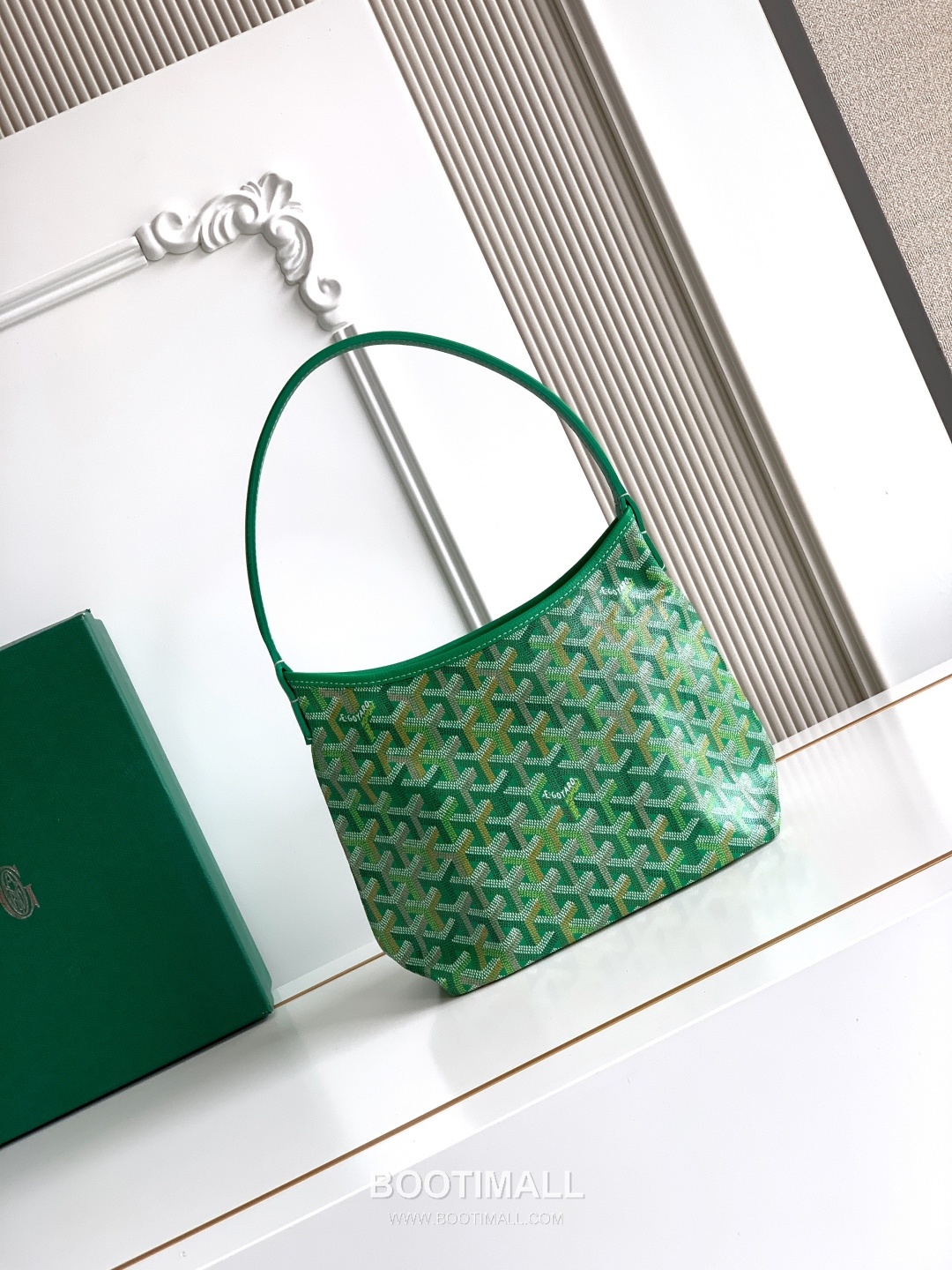 Goyard Bohème Mini Hobo Goyardine Canvas Leather Trim Shoulder Bag with Zip Pouch Detail 고야드 보헴 미니 고야딘 캔버스 그린 숄더백 S5505 25cm 2