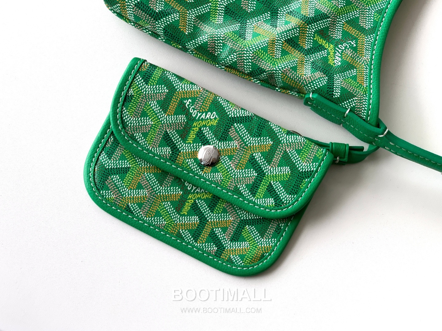 Goyard Bohème Mini Hobo Goyardine Canvas Leather Trim Shoulder Bag with Zip Pouch Detail 고야드 보헴 미니 고야딘 캔버스 그린 숄더백 S5505 25cm 5