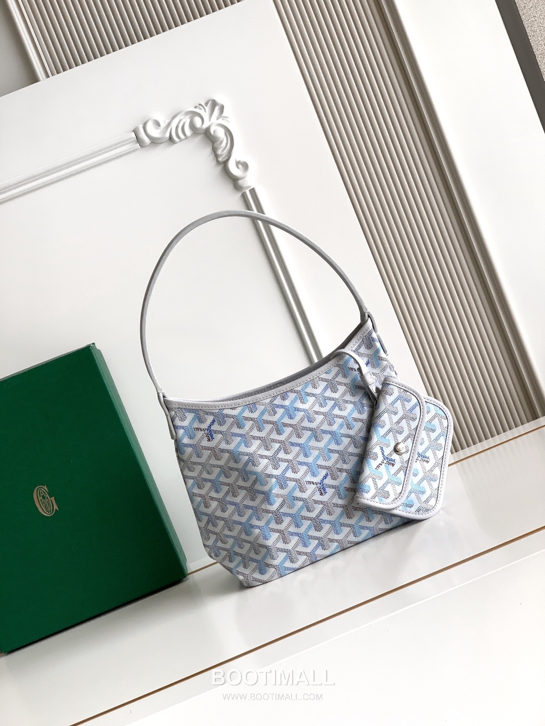 Goyard Bohème Mini Hobo Goyardine Canvas Leather Trim Shoulder Bag with Zip Pouch Detail 고야드 보헴 미니 고야딘 캔버스 그린 숄더백 S5505 25cm 1