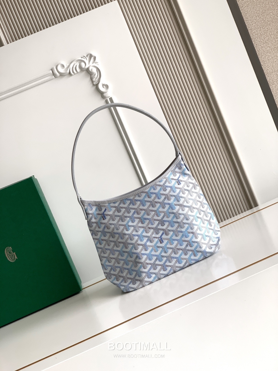 Goyard Bohème Mini Hobo Goyardine Canvas Leather Trim Shoulder Bag with Zip Pouch Detail 고야드 보헴 미니 고야딘 캔버스 그린 숄더백 S5505 25cm 2