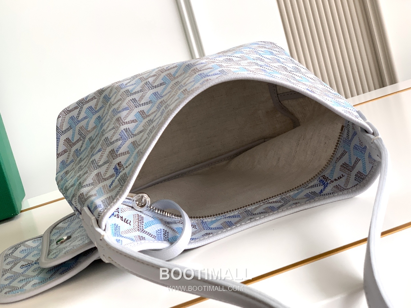 Goyard Bohème Mini Hobo Goyardine Canvas Leather Trim Shoulder Bag with Zip Pouch Detail 고야드 보헴 미니 고야딘 캔버스 그린 숄더백 S5505 25cm 8