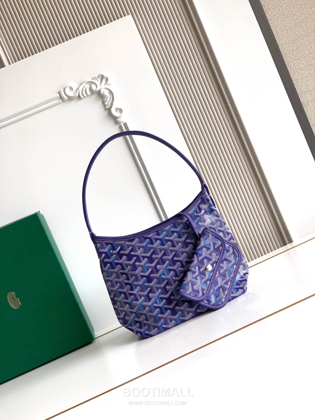 Goyard Bohème Mini Hobo Goyardine Canvas Leather Trim Shoulder Bag with Zip Pouch Detail 고야드 보헴 미니 고야딘 캔버스 그린 숄더백 S5505 25cm 1