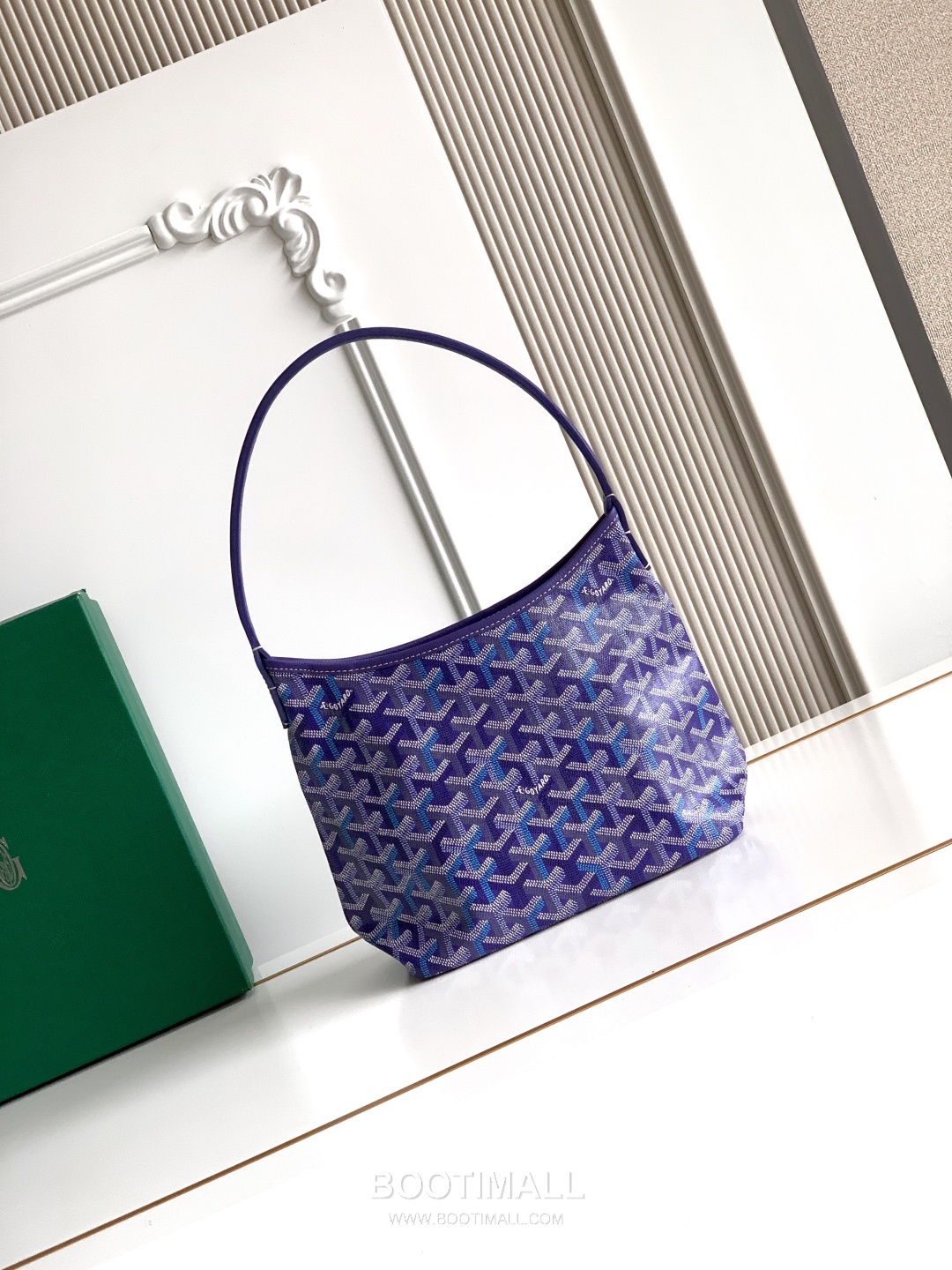 Goyard Bohème Mini Hobo Goyardine Canvas Leather Trim Shoulder Bag with Zip Pouch Detail 고야드 보헴 미니 고야딘 캔버스 그린 숄더백 S5505 25cm 2