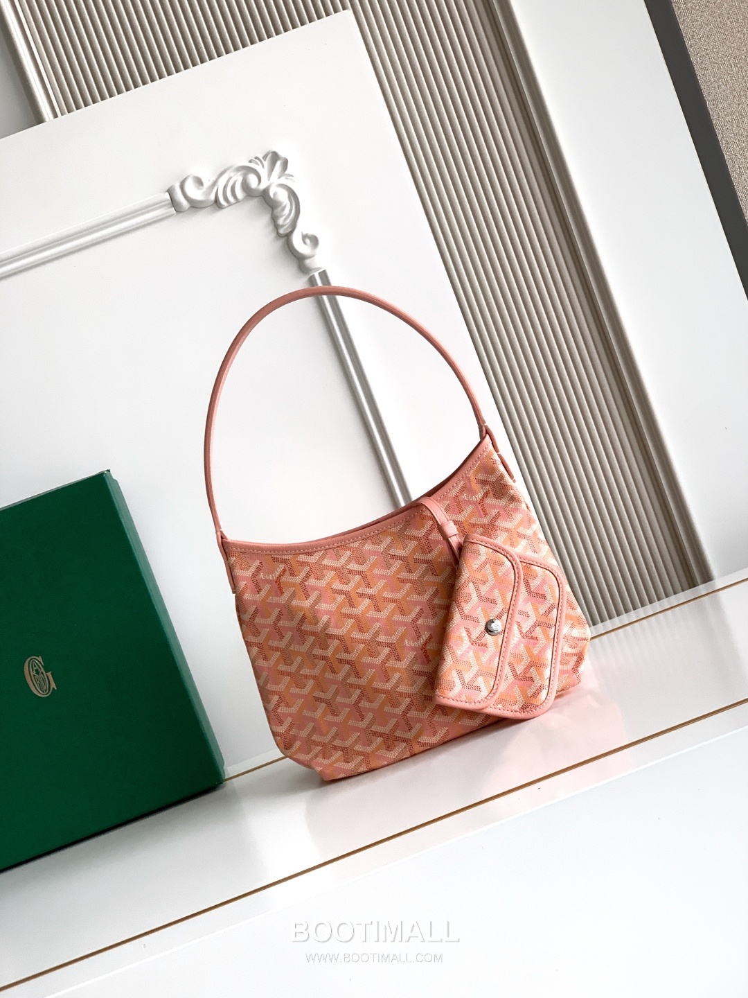 Goyard Bohème Mini Hobo Goyardine Canvas Leather Trim Shoulder Bag with Zip Pouch Detail 고야드 보헴 미니 고야딘 캔버스 그린 숄더백 S5505 25cm 1