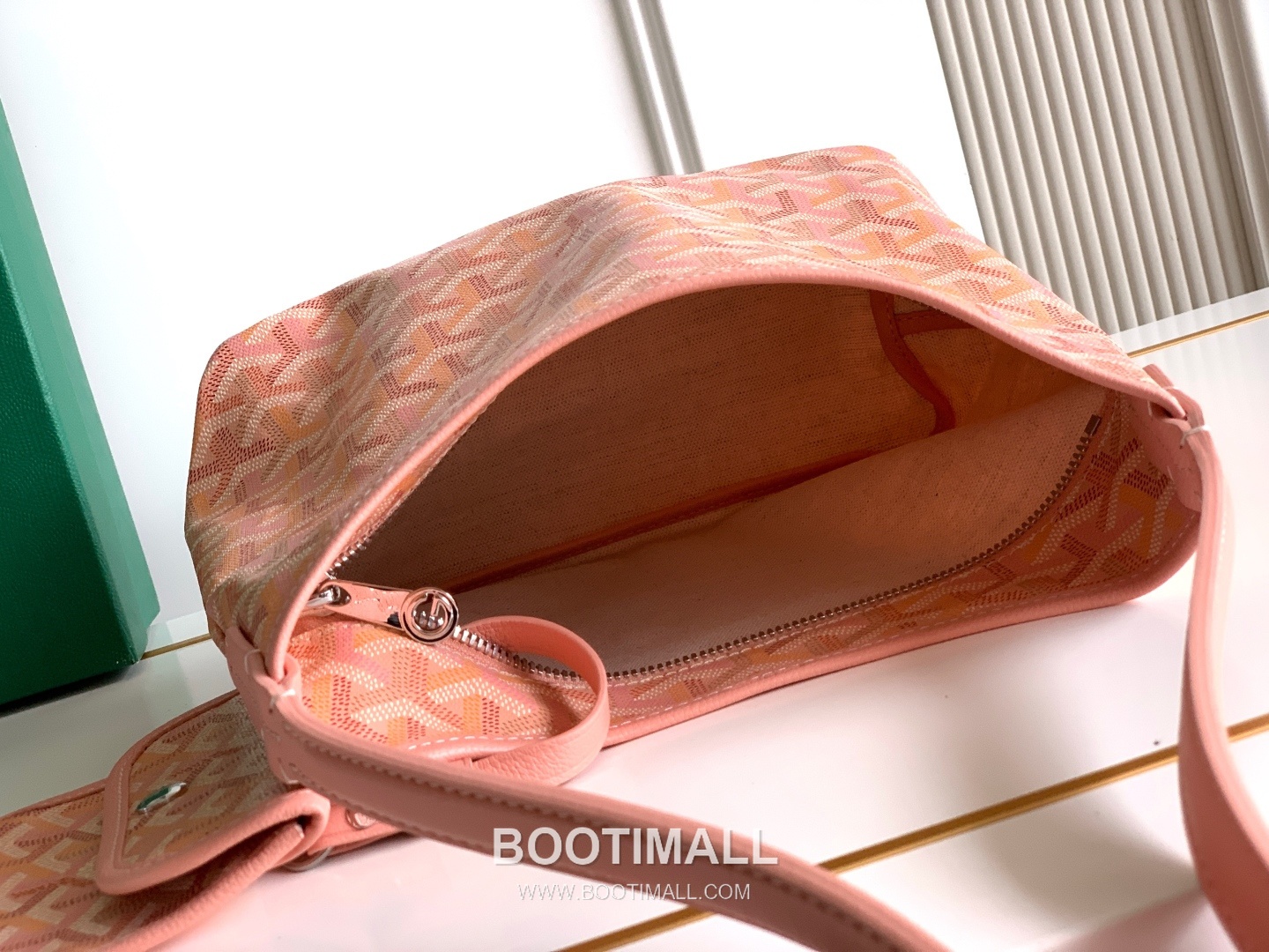 Goyard Bohème Mini Hobo Goyardine Canvas Leather Trim Shoulder Bag with Zip Pouch Detail 고야드 보헴 미니 고야딘 캔버스 그린 숄더백 S5505 25cm 8