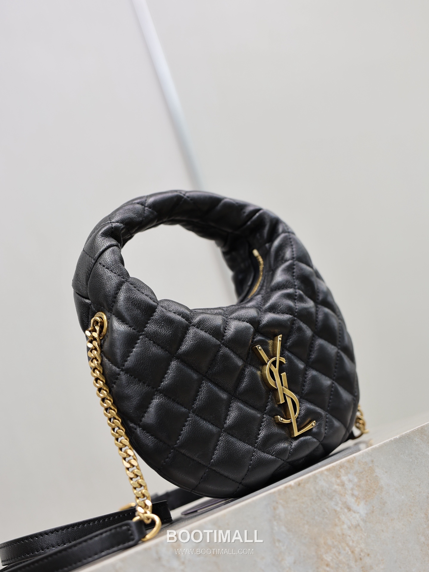 Saint Laurent Icarino Mini Hobo Lambskin Leather Chain 생로랑 이카리노 미니 호보 램스킨 블랙 체인 크로스 숄더백 871329 19cm 3