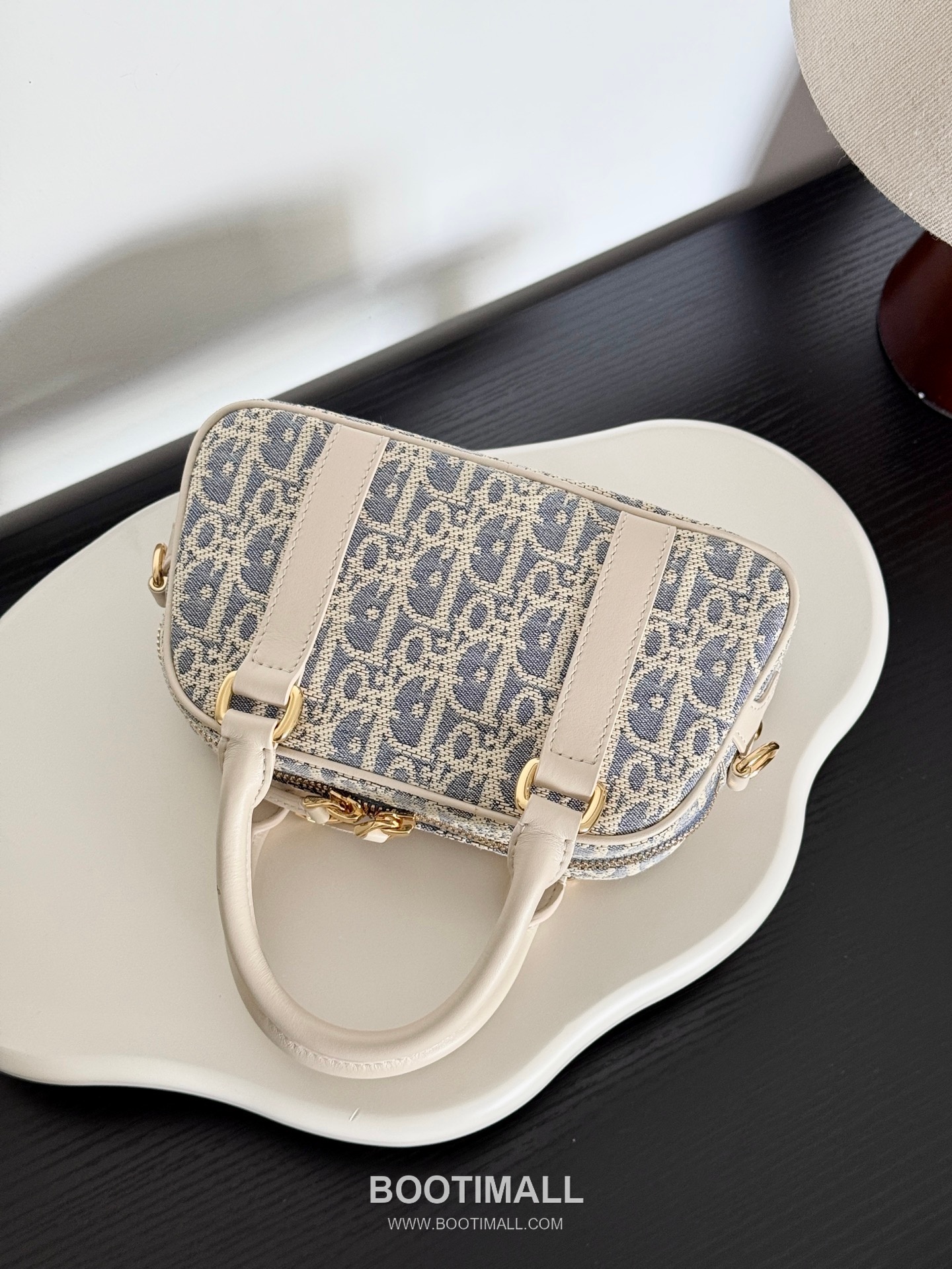 Dior D-Vibe Mini Bowling Raffia Cotton Denim Canvas Top Handle Crossbody Bag 디올 디바이브 미니 보울링 라피아 코튼 데님 블루 탑핸들 크로스백 2388 20.5cm 11