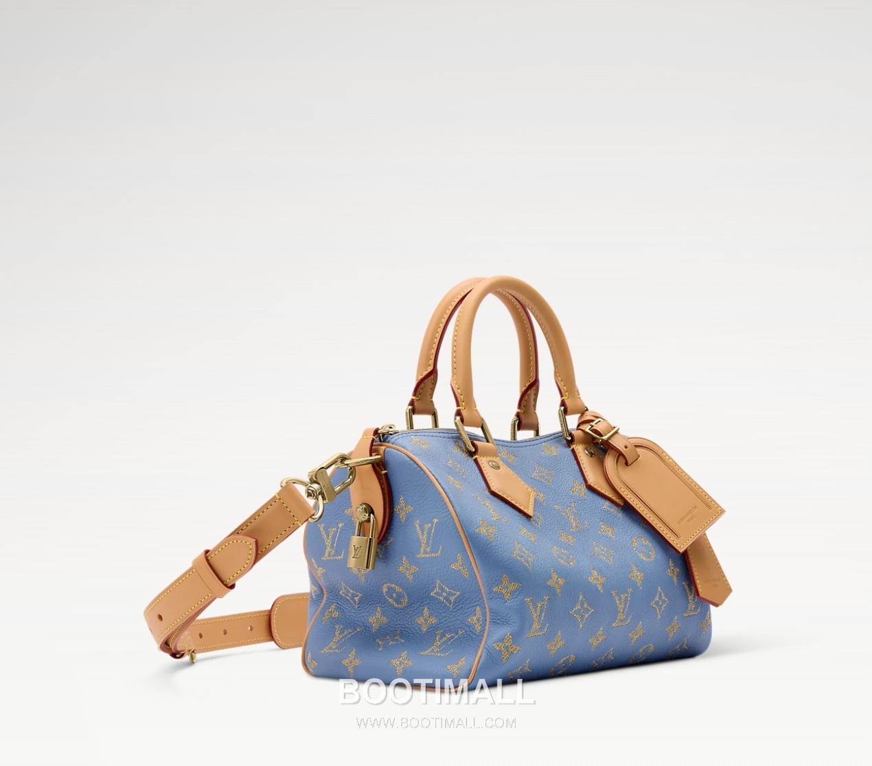 Louis Vuitton Speedy P9 Bandouliere Calfskin Leather Embroidery Top Handle Bag 루이비통 스피디 P9 반둘리에 카프스킨 블루 자수 탑핸들 크로스백 M28080 25cm 2