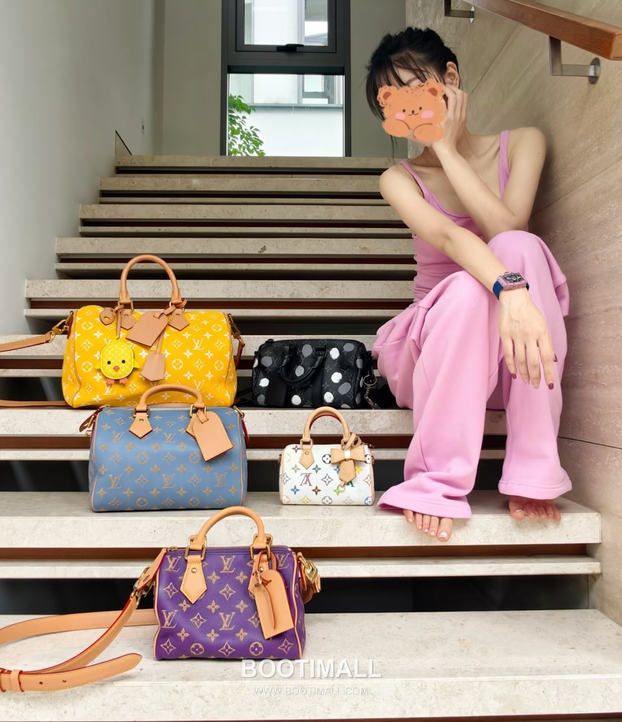 Louis Vuitton Speedy P9 Bandouliere Calfskin Leather Embroidery Top Handle Bag 루이비통 스피디 P9 반둘리에 카프스킨 블루 자수 탑핸들 크로스백 M28080 25cm 23