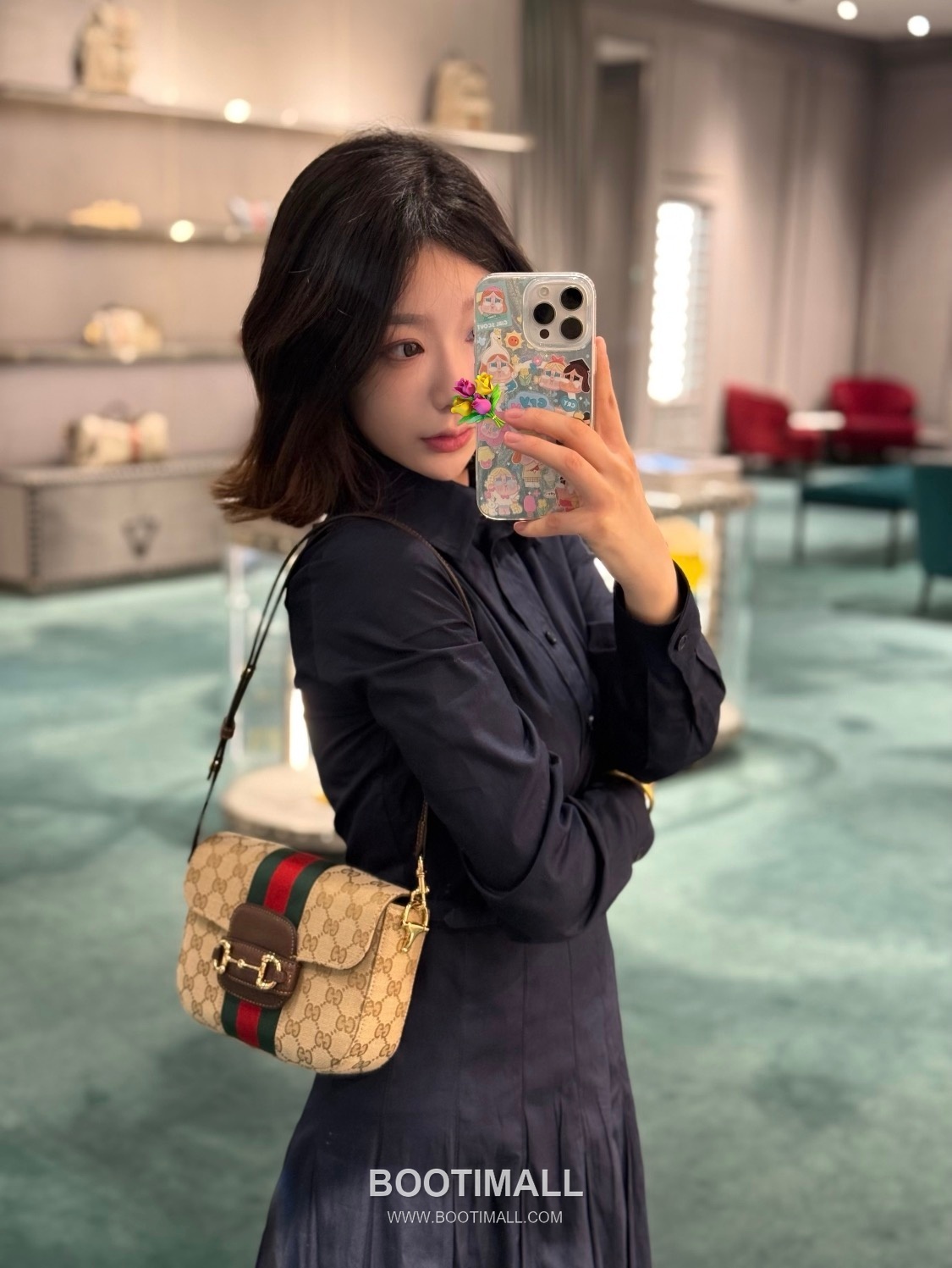 Gucci Horsebit 1955 GG Canvas Leather Trim Saddle Crossbody Bag 구찌 홀스빗 1955 GG 캔버스 베이지 크로스 새들백 866762 21cm 1