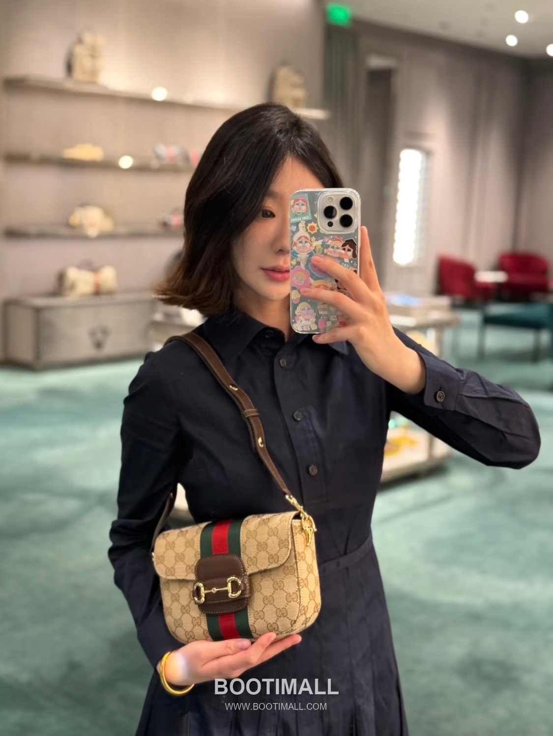 Gucci Horsebit 1955 GG Canvas Leather Trim Saddle Crossbody Bag 구찌 홀스빗 1955 GG 캔버스 베이지 크로스 새들백 866762 21cm 2