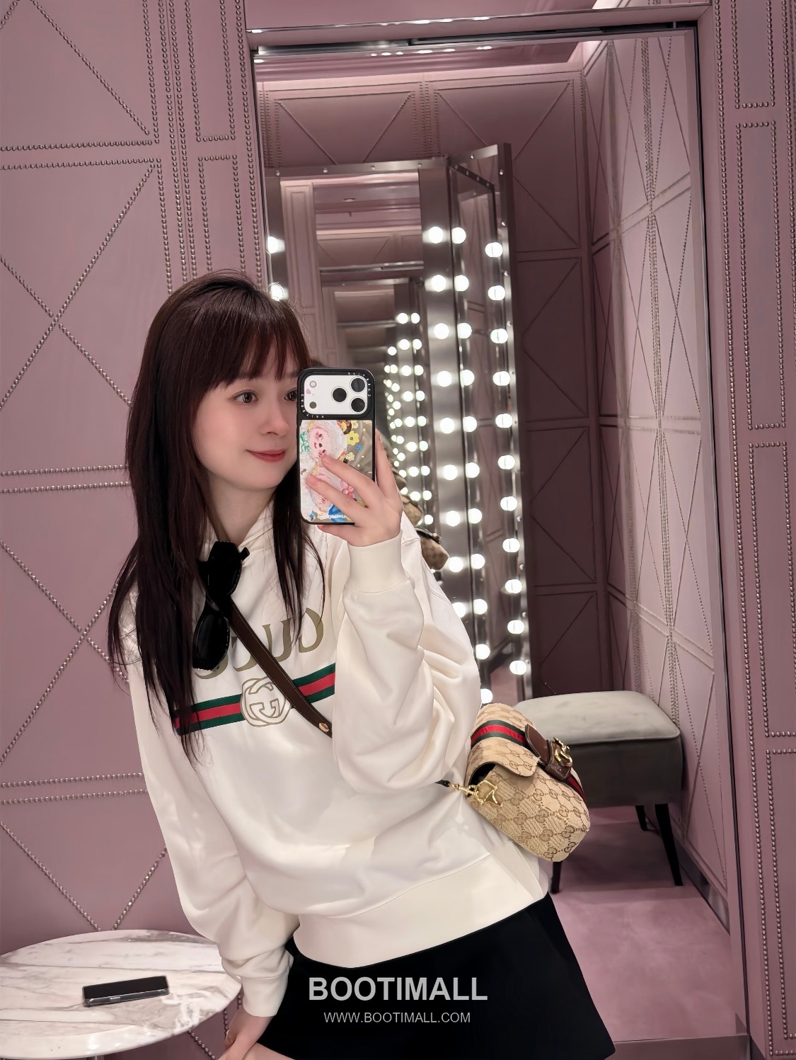 Gucci Horsebit 1955 GG Canvas Leather Trim Saddle Crossbody Bag 구찌 홀스빗 1955 GG 캔버스 베이지 크로스 새들백 866762 21cm 8