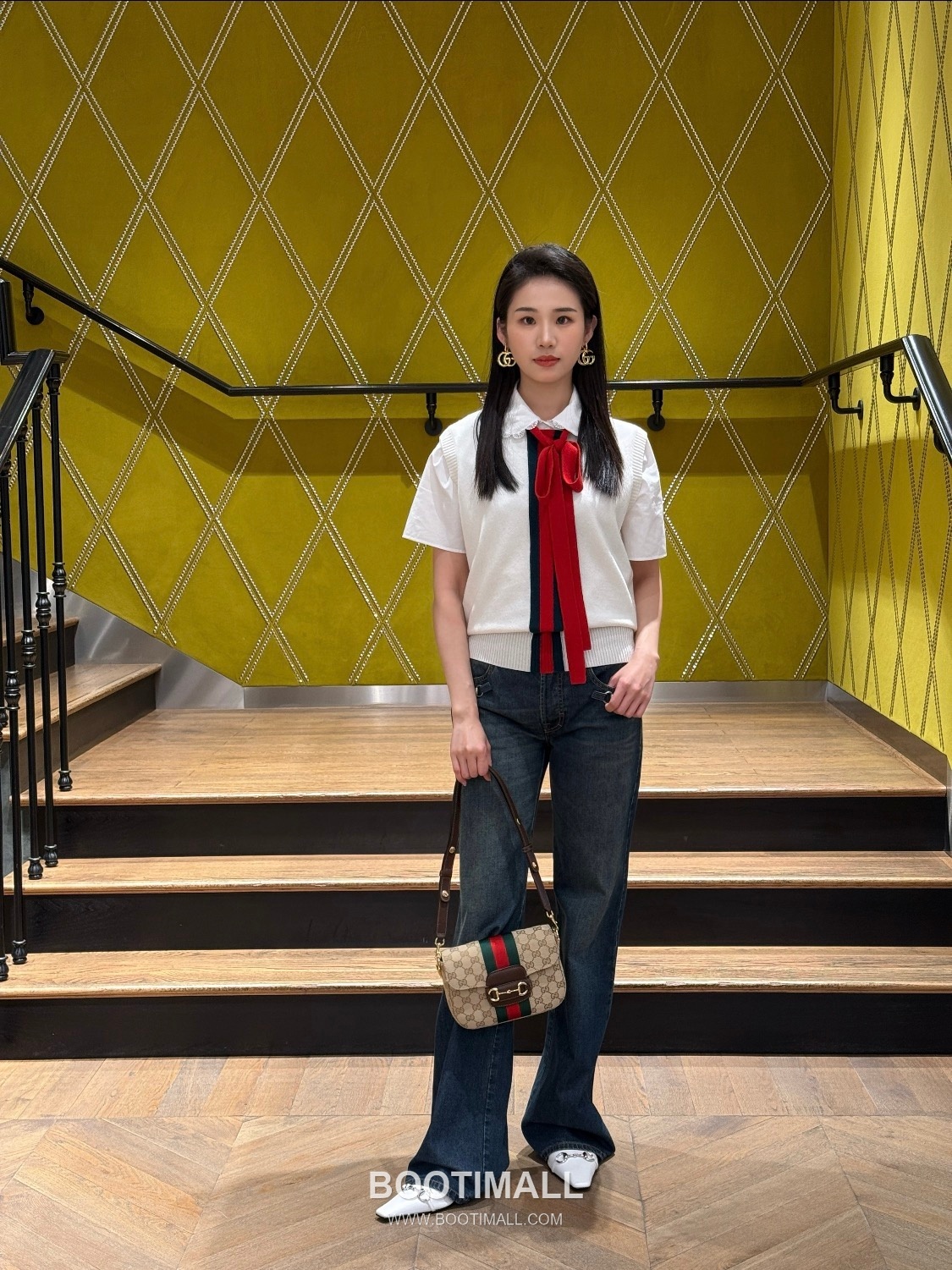 Gucci Horsebit 1955 GG Canvas Leather Trim Saddle Crossbody Bag 구찌 홀스빗 1955 GG 캔버스 베이지 크로스 새들백 866762 21cm 9