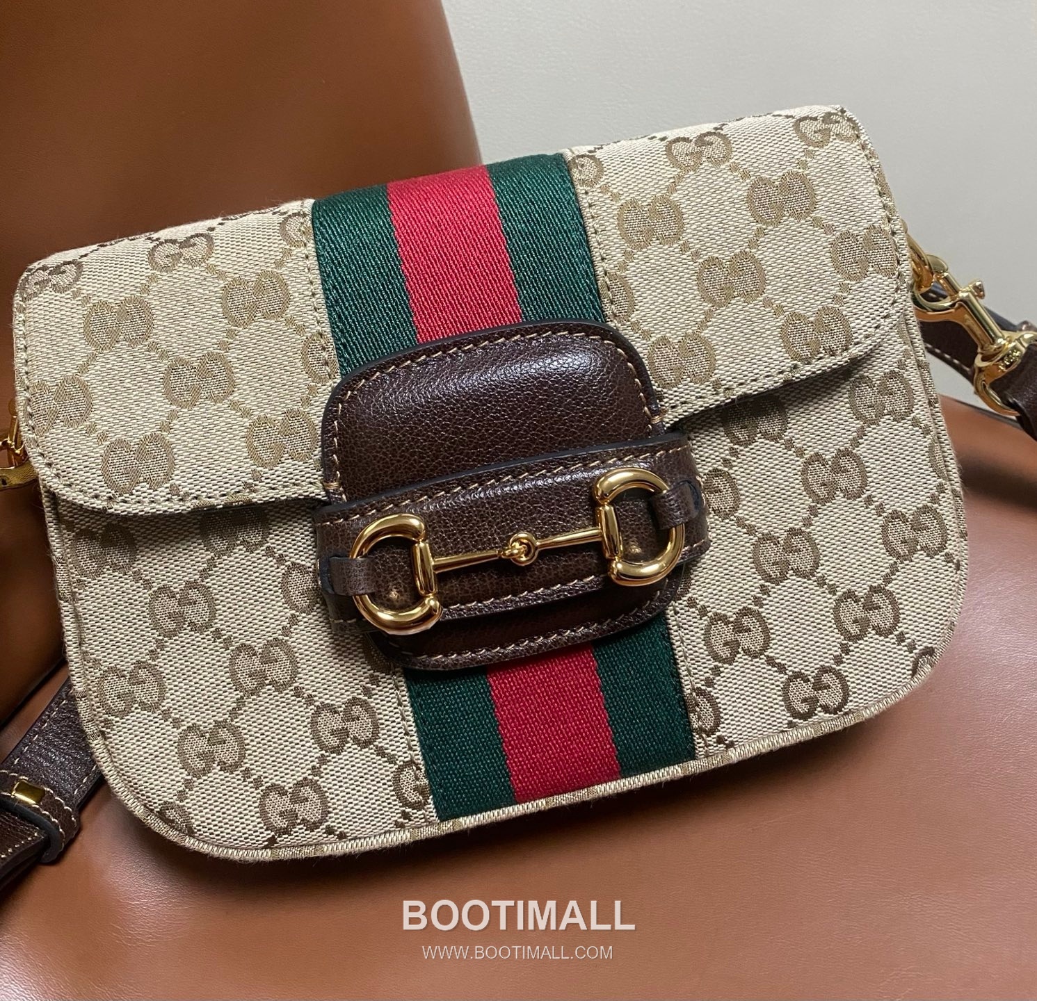 Gucci Horsebit 1955 GG Canvas Leather Trim Saddle Crossbody Bag 구찌 홀스빗 1955 GG 캔버스 베이지 크로스 새들백 866762 21cm 11