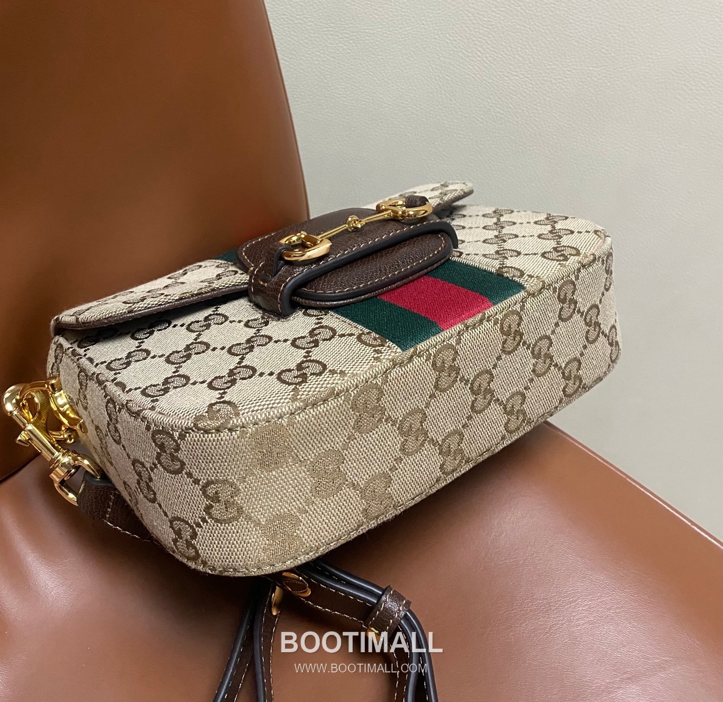 Gucci Horsebit 1955 GG Canvas Leather Trim Saddle Crossbody Bag 구찌 홀스빗 1955 GG 캔버스 베이지 크로스 새들백 866762 21cm 13