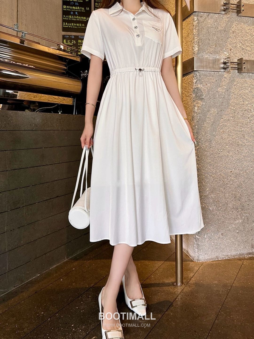 Prada SS26 Polyester Adjustable Waist Logo Sleeve One Piece 프라다 SS26 폴리에스터 허리조절 로고 슬리브 블랙 원피스 6