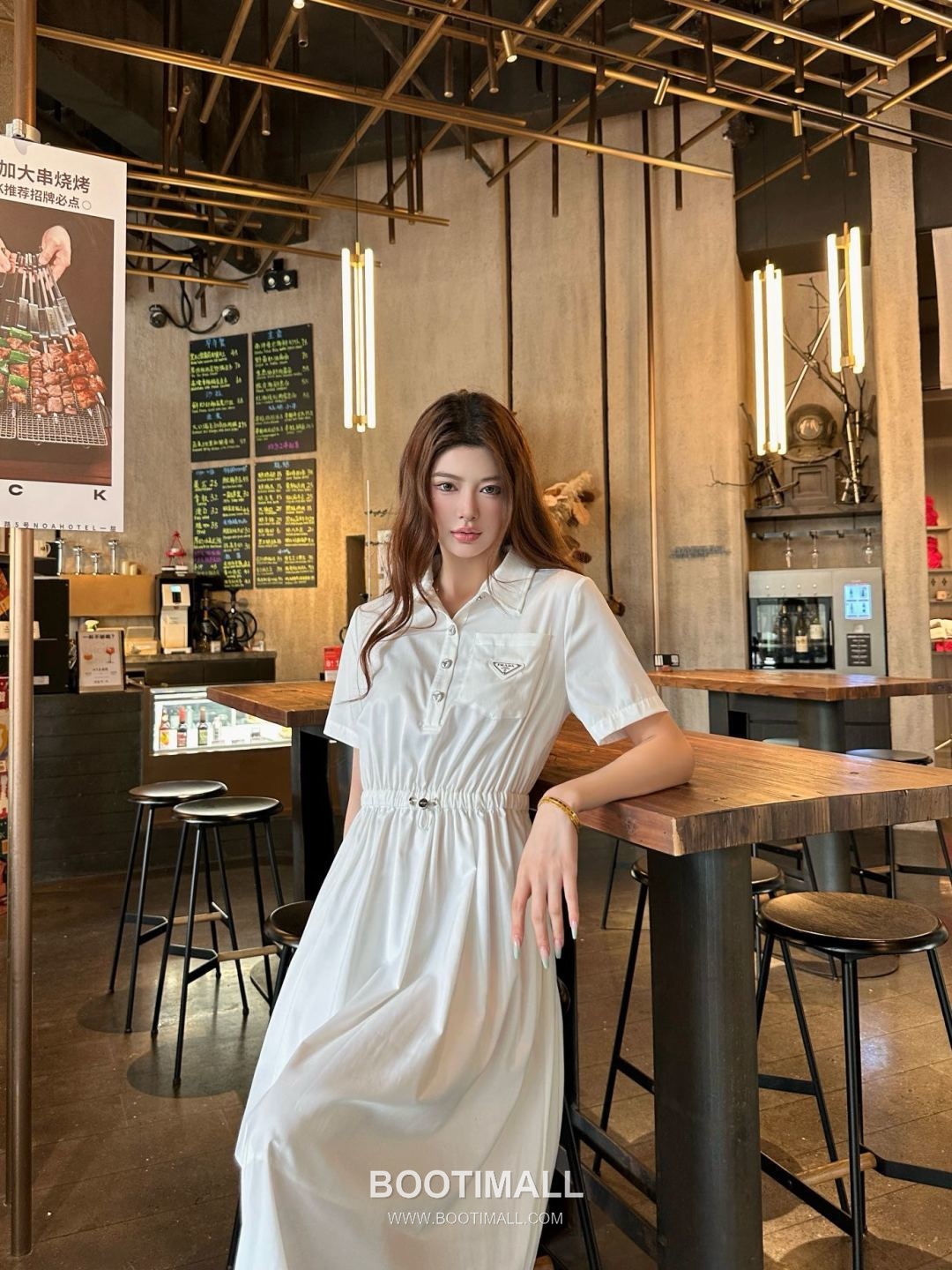 Prada SS26 Polyester Adjustable Waist Logo Sleeve One Piece 프라다 SS26 폴리에스터 허리조절 로고 슬리브 블랙 원피스 8