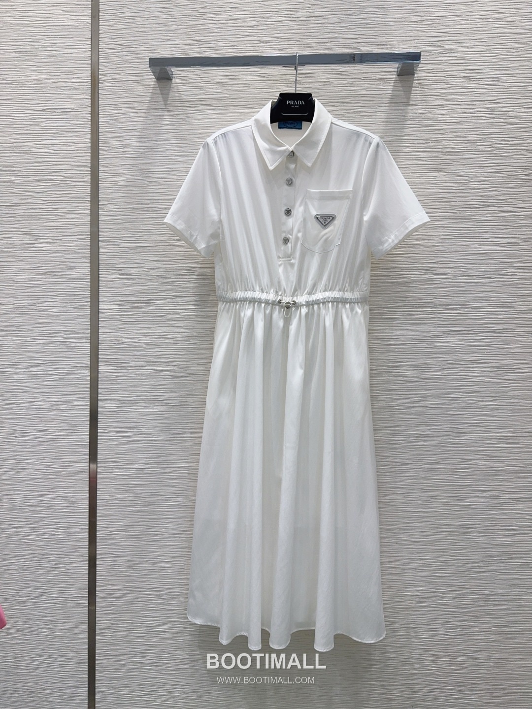 Prada SS26 Polyester Adjustable Waist Logo Sleeve One Piece 프라다 SS26 폴리에스터 허리조절 로고 슬리브 블랙 원피스 10