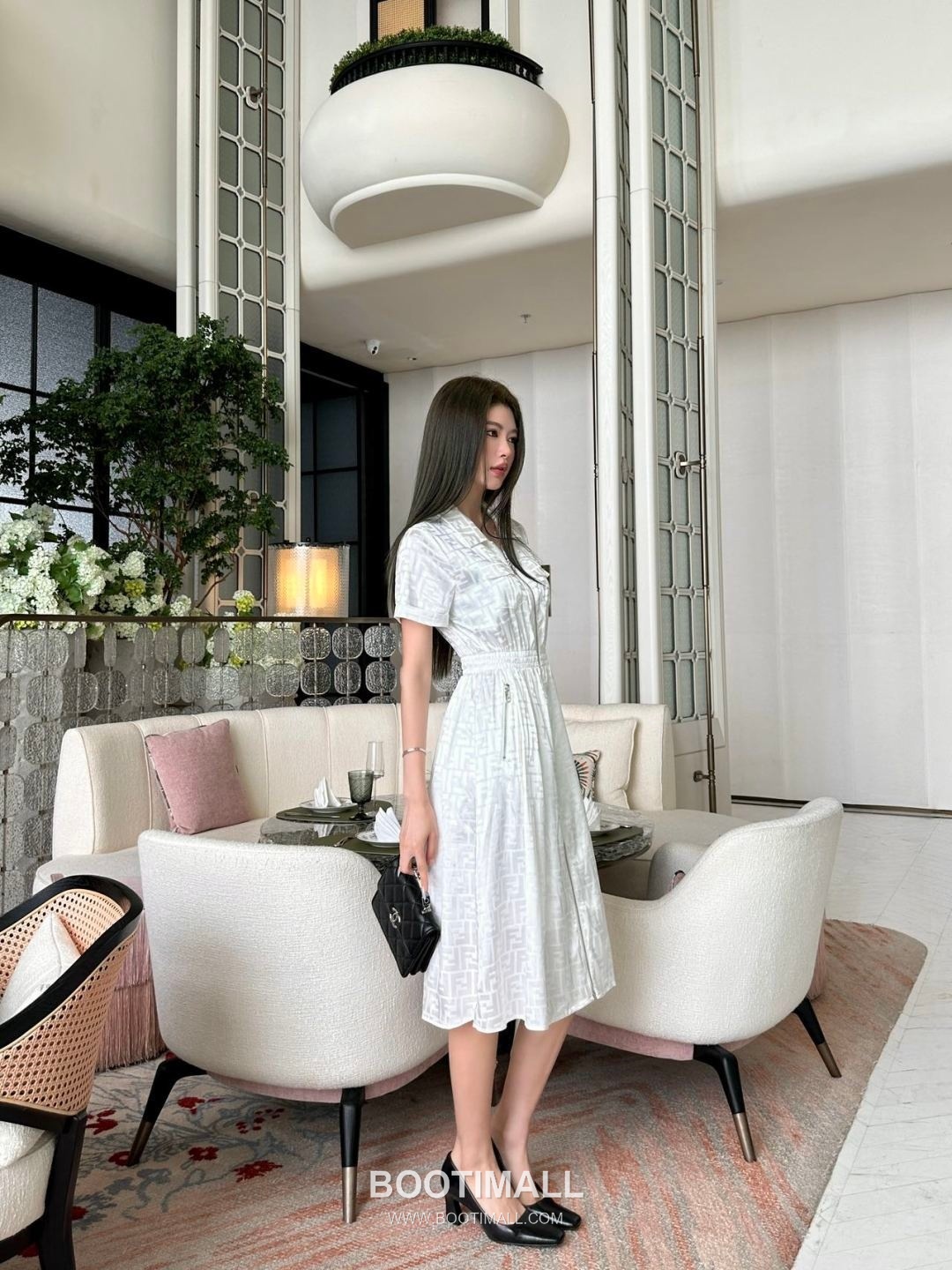 Fendi SS26 Acetate Jacquard Zip Collar Short Sleeve One Piece 펜디 SS26 아세테이트 자카드 집업 카라 블랙 원피스 8