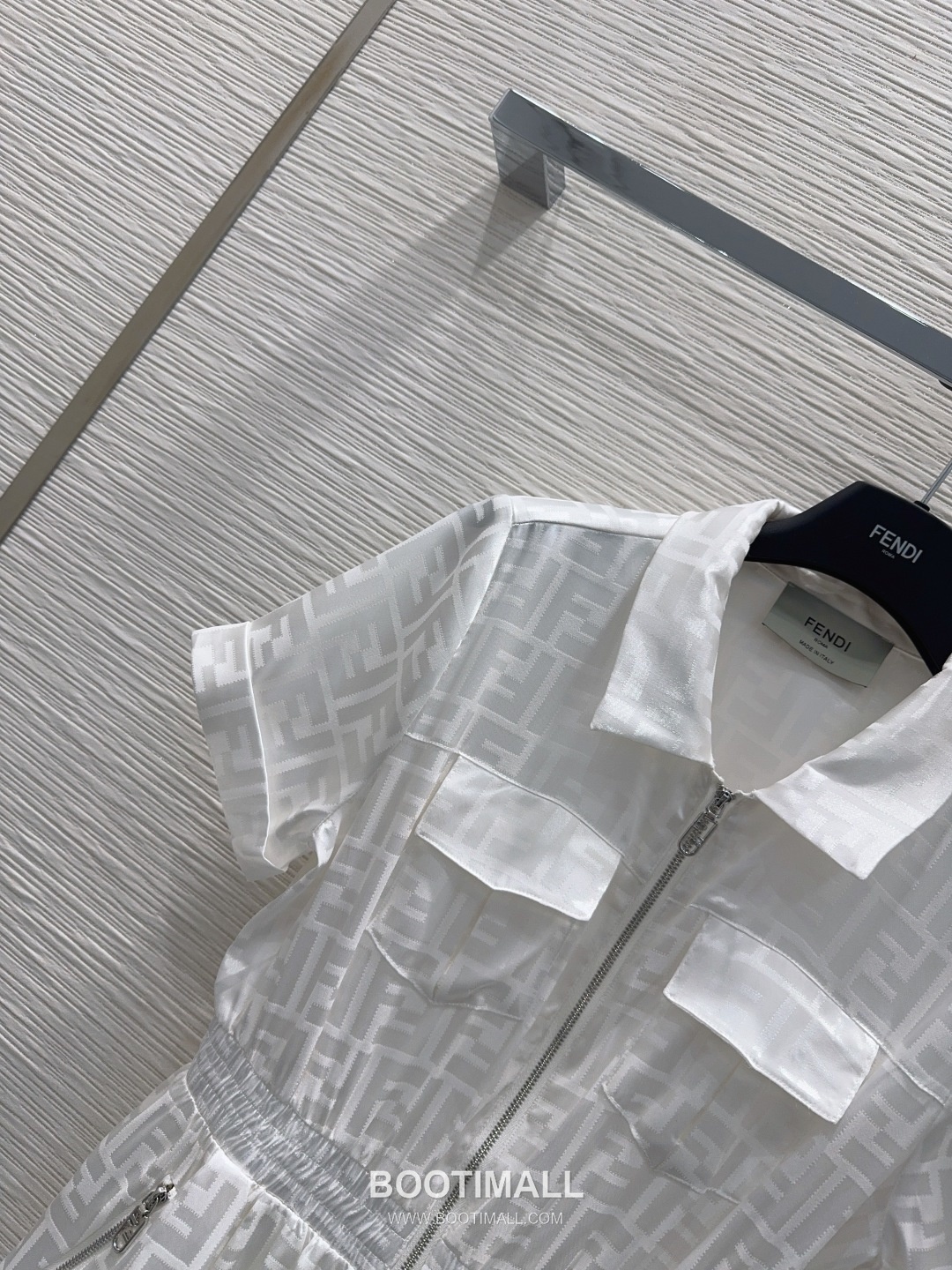 Fendi SS26 Acetate Jacquard Zip Collar Short Sleeve One Piece 펜디 SS26 아세테이트 자카드 집업 카라 블랙 원피스 12