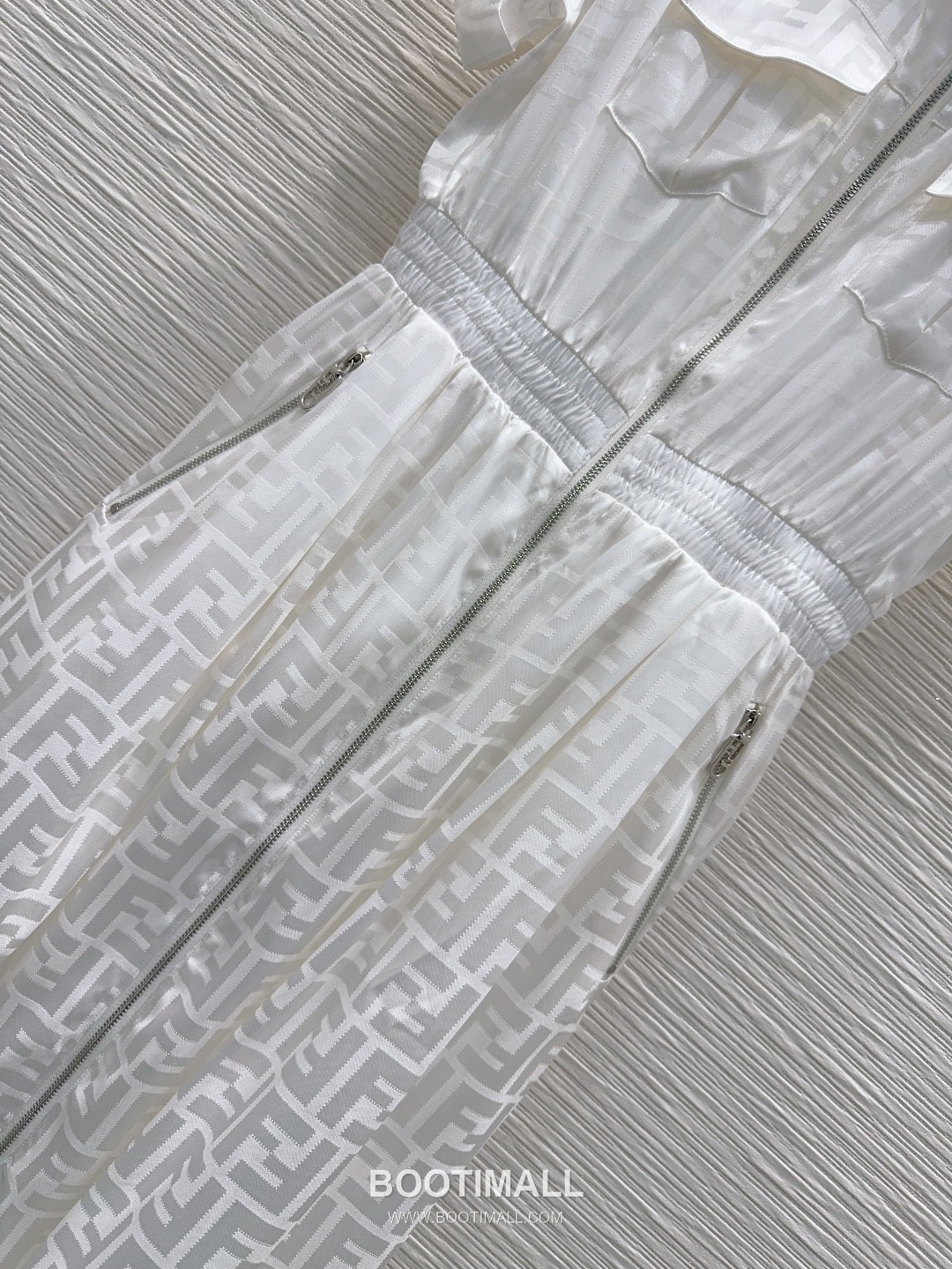 Fendi SS26 Acetate Jacquard Zip Collar Short Sleeve One Piece 펜디 SS26 아세테이트 자카드 집업 카라 블랙 원피스 13