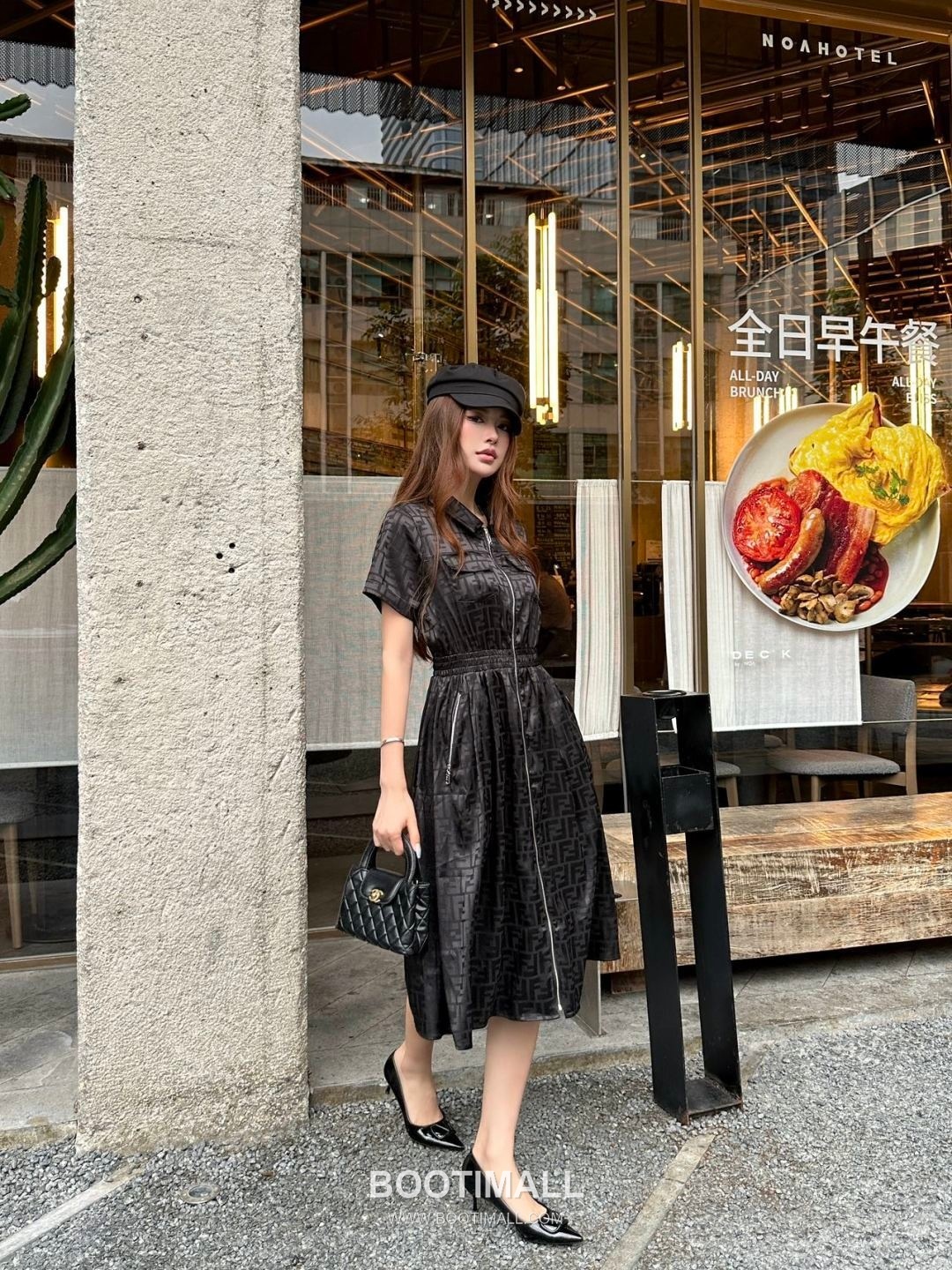 Fendi SS26 Acetate Jacquard Zip Collar Short Sleeve One Piece 펜디 SS26 아세테이트 자카드 집업 카라 블랙 원피스 5