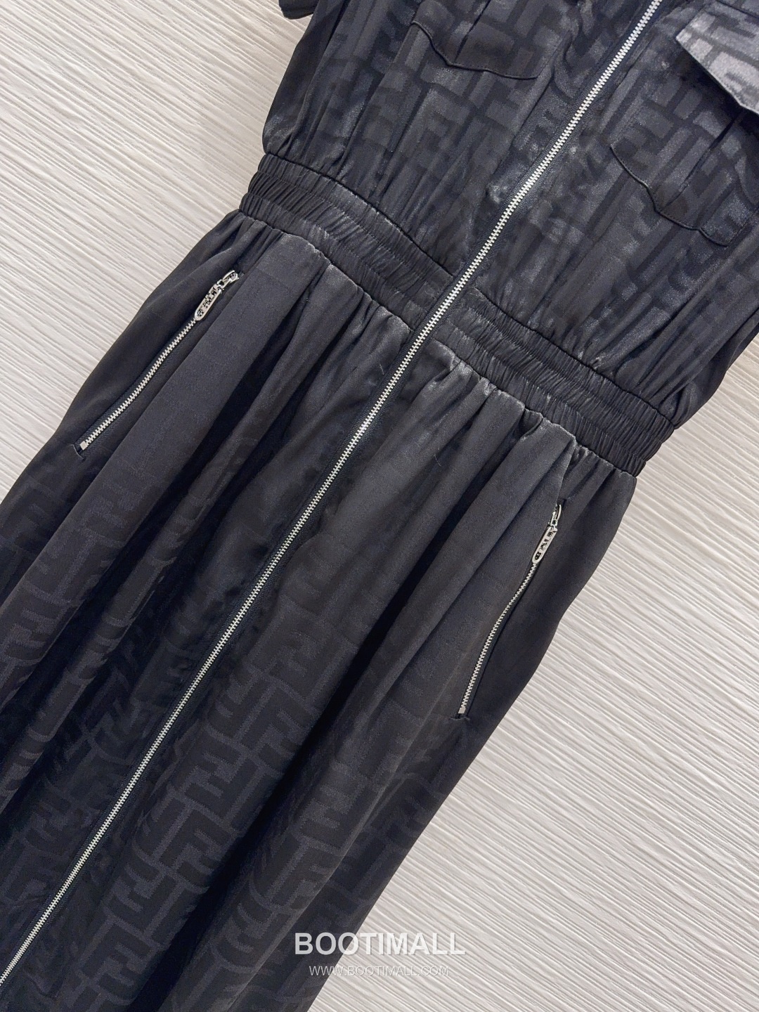 Fendi SS26 Acetate Jacquard Zip Collar Short Sleeve One Piece 펜디 SS26 아세테이트 자카드 집업 카라 블랙 원피스 13