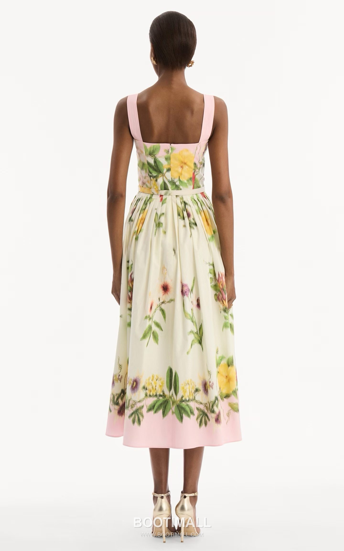 Oscar de la Renta SS26 Cotton Pleated Print Sleeveless One Piece 오스카드라렌타 SS26 코튼 플리츠 프린트 핑크 원피스 3