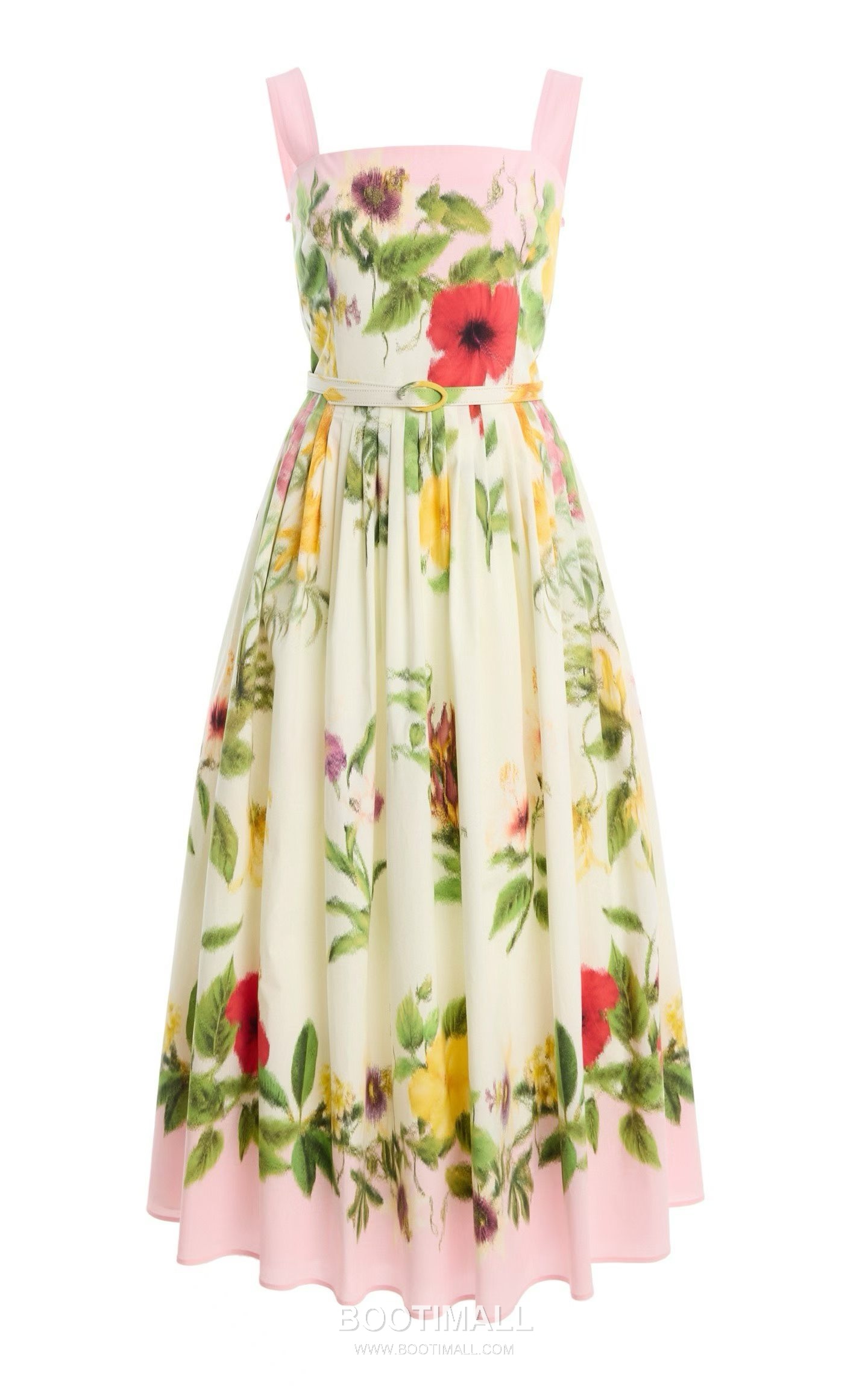 Oscar de la Renta SS26 Cotton Pleated Print Sleeveless One Piece 오스카드라렌타 SS26 코튼 플리츠 프린트 핑크 원피스 4