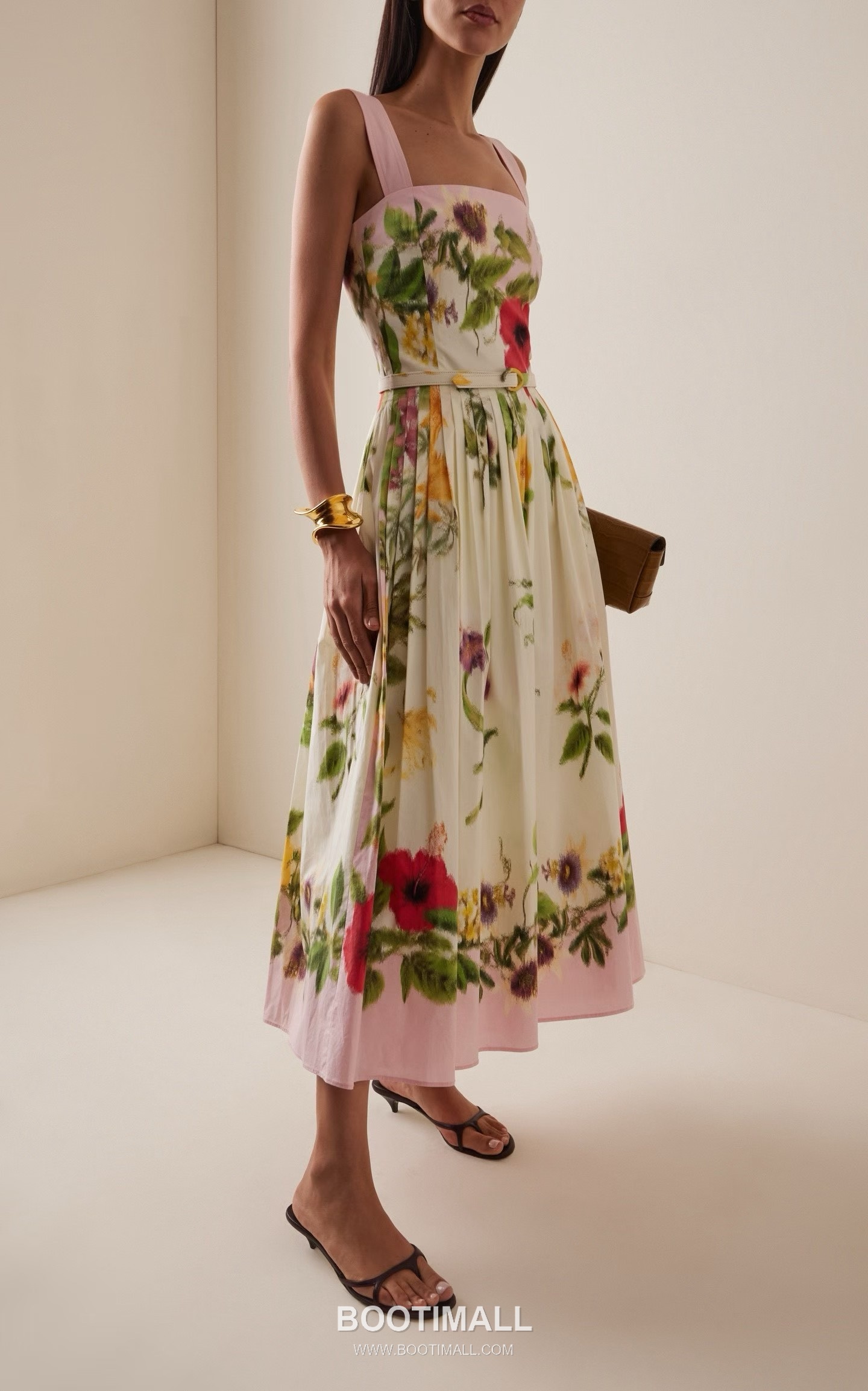 Oscar de la Renta SS26 Cotton Pleated Print Sleeveless One Piece 오스카드라렌타 SS26 코튼 플리츠 프린트 핑크 원피스 5