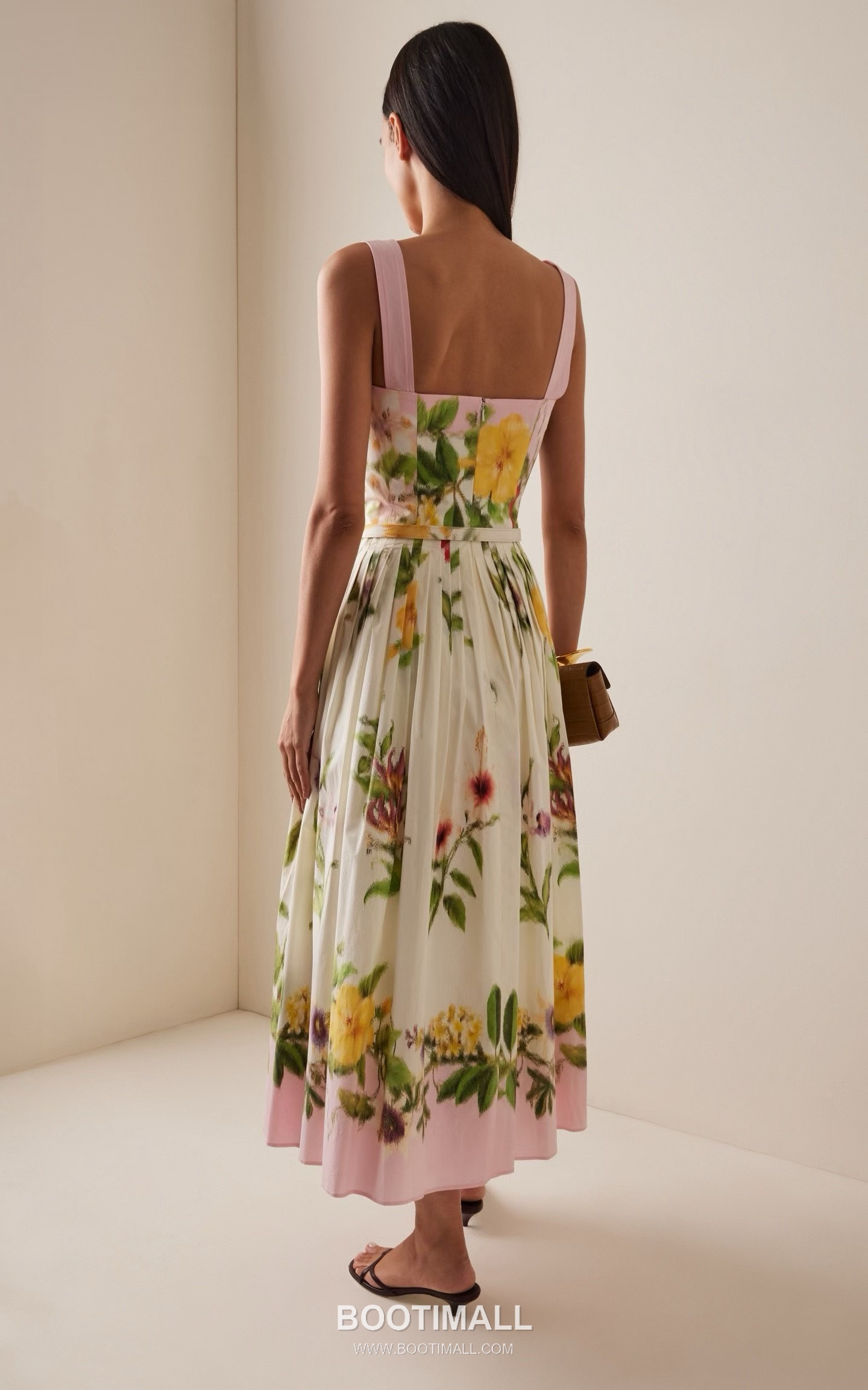 Oscar de la Renta SS26 Cotton Pleated Print Sleeveless One Piece 오스카드라렌타 SS26 코튼 플리츠 프린트 핑크 원피스 6