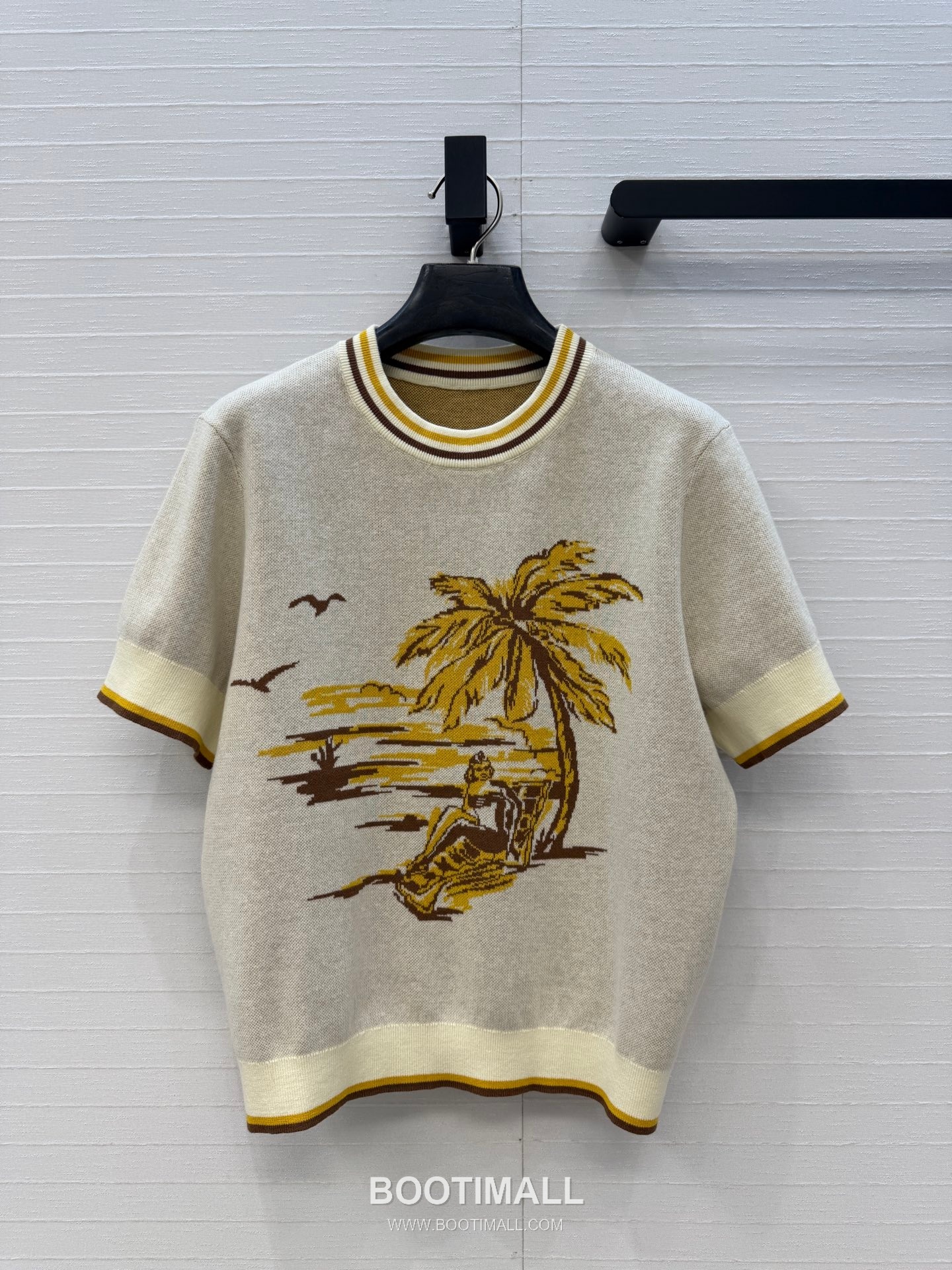 Zimmermann SS26 Knit Jacquard Palm Tree Short Sleeve Shorts Set 짐머만 SS26 니트 자카드 야자수 반팔 브라운 쇼츠 셋업 5