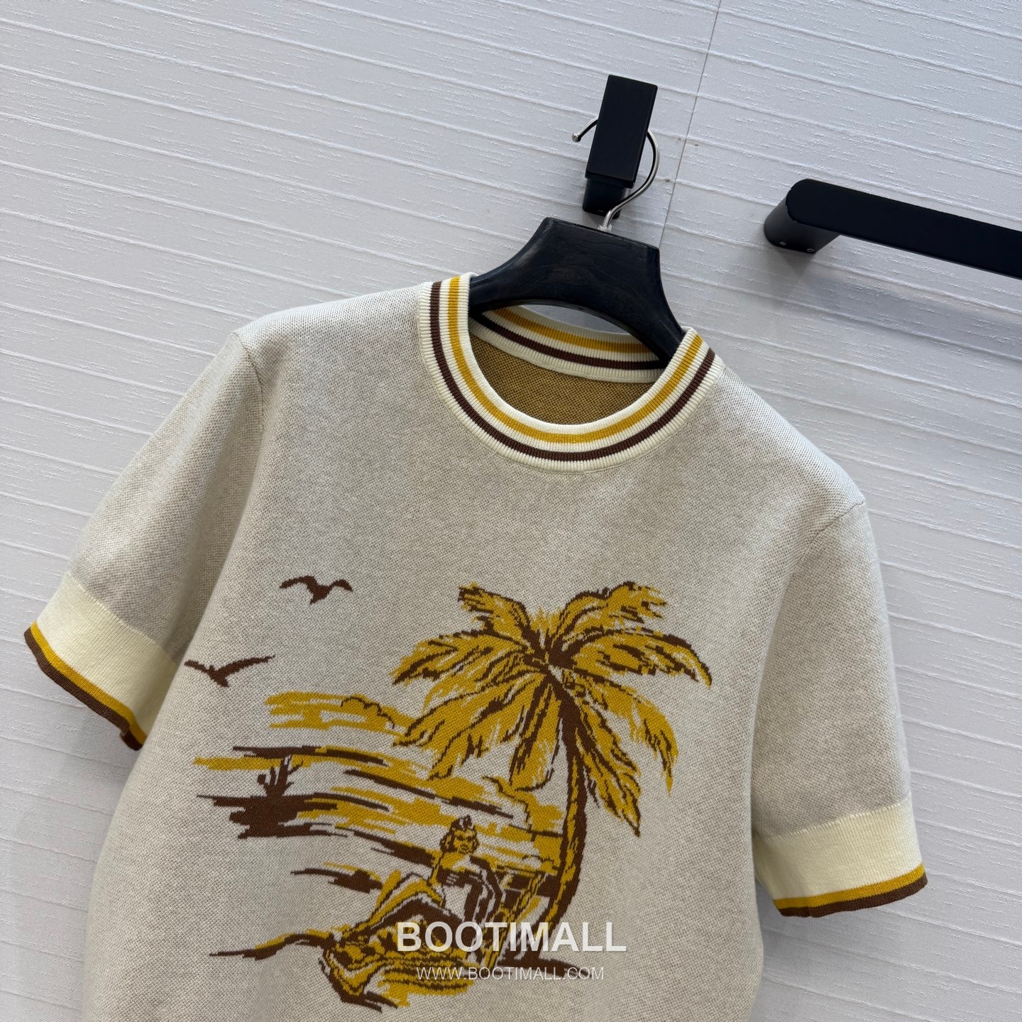 Zimmermann SS26 Knit Jacquard Palm Tree Short Sleeve Shorts Set 짐머만 SS26 니트 자카드 야자수 반팔 브라운 쇼츠 셋업 6