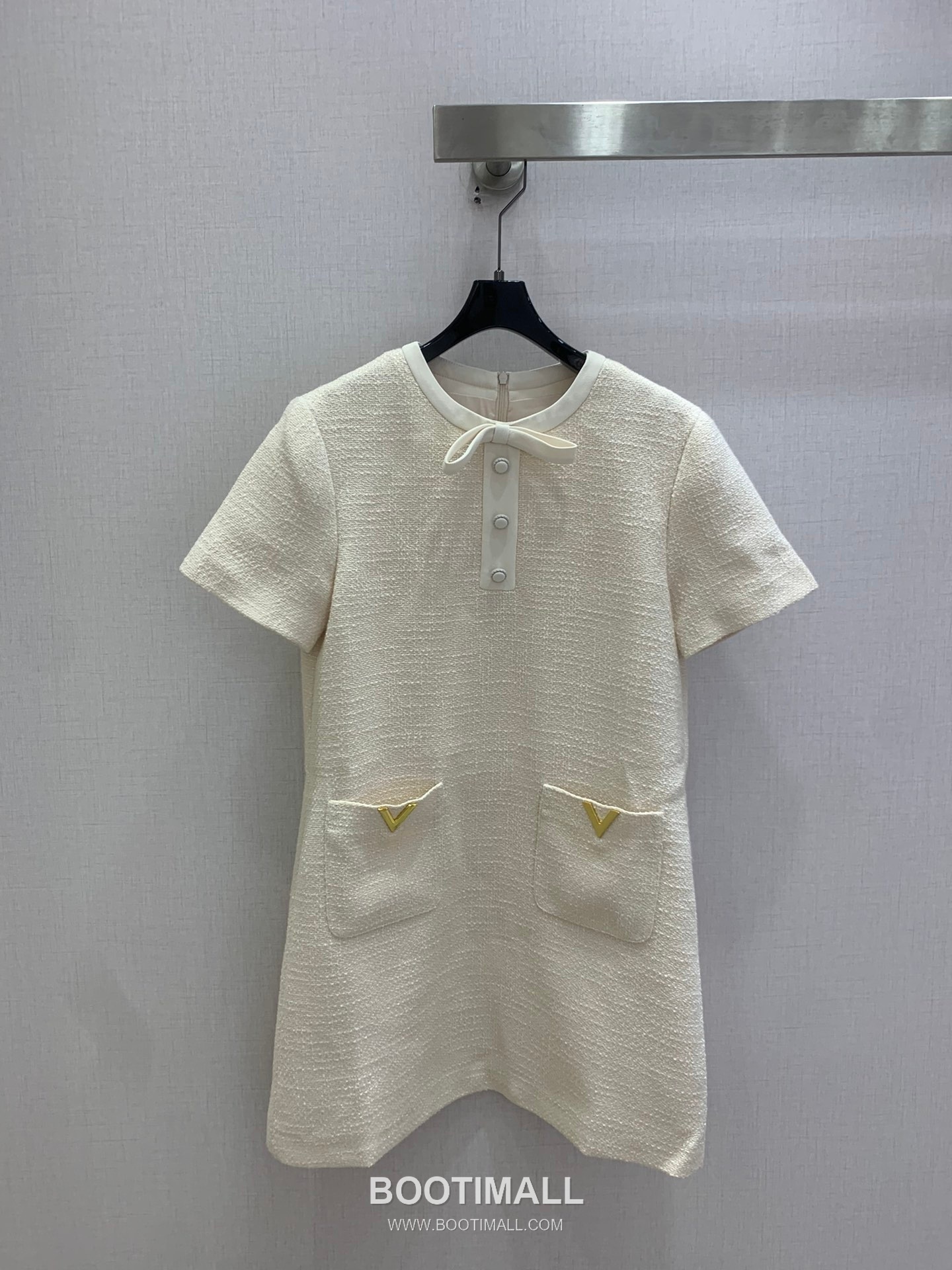 Valentino SS26 Tweed Bow Short Sleeve One Piece 발렌티노 SS26 트위드 리본 반팔 핑크 원피스 7