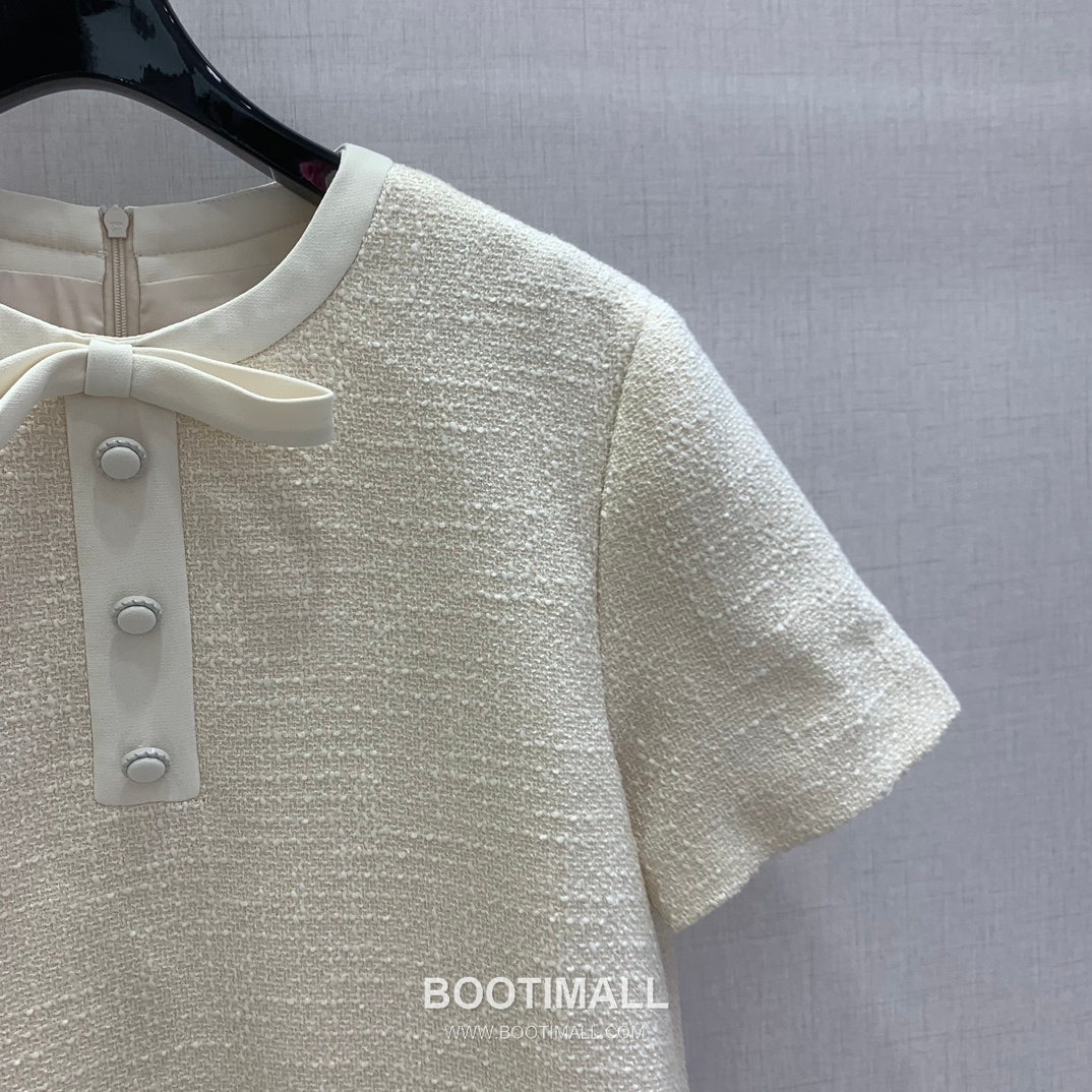 Valentino SS26 Tweed Bow Short Sleeve One Piece 발렌티노 SS26 트위드 리본 반팔 핑크 원피스 9