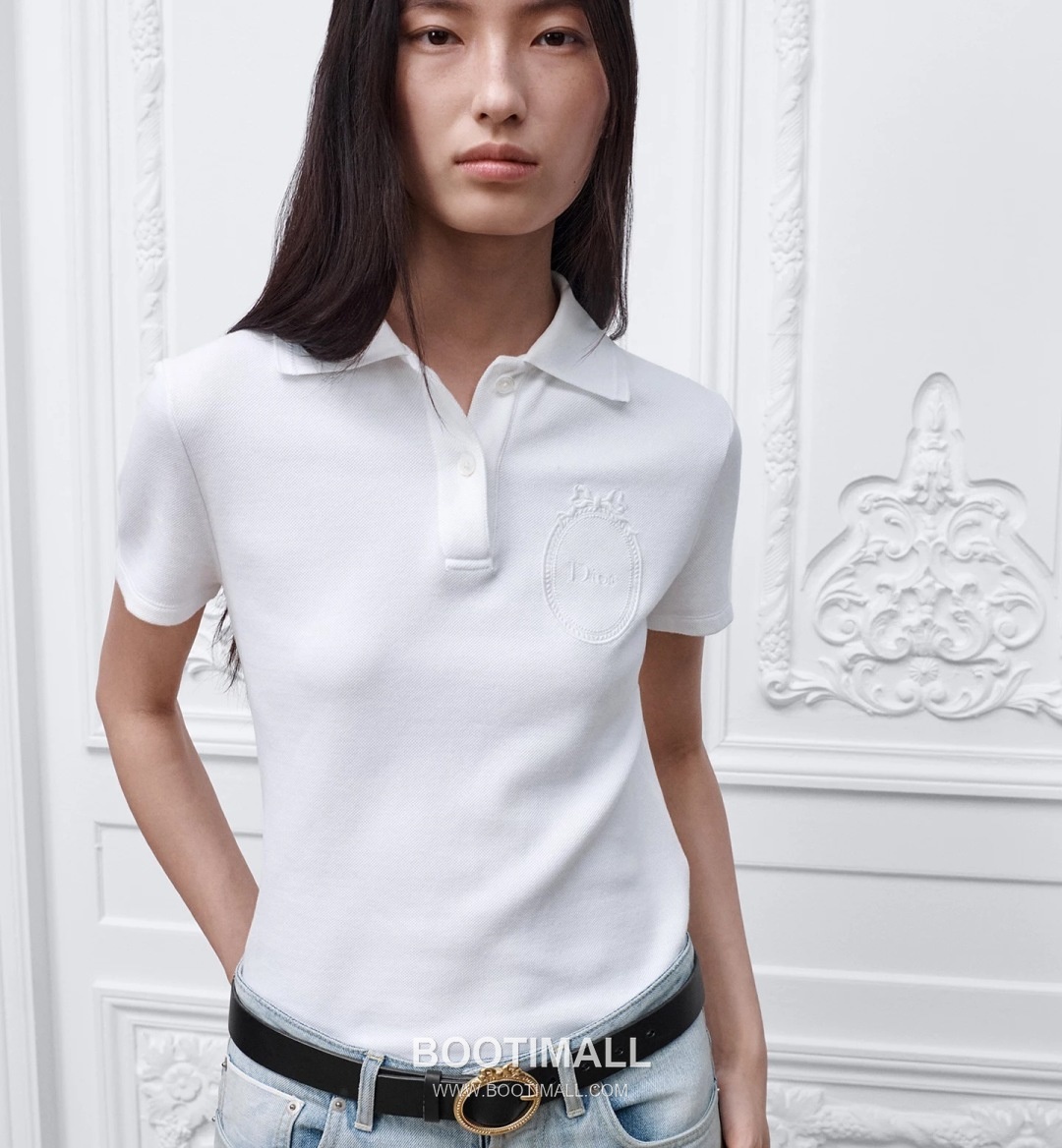 Dior SS26 Cotton Polo Collar Logo T-Shirt 디올 SS26 코튼 폴로 카라 로고 화이트 티셔츠 21