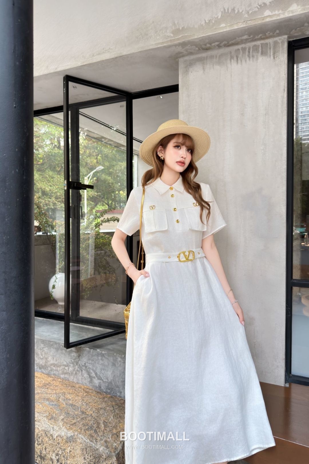 Valentino SS26 Linen Short Sleeve One Piece 발렌티노 SS26 린넨 반팔 베이지 원피스 3