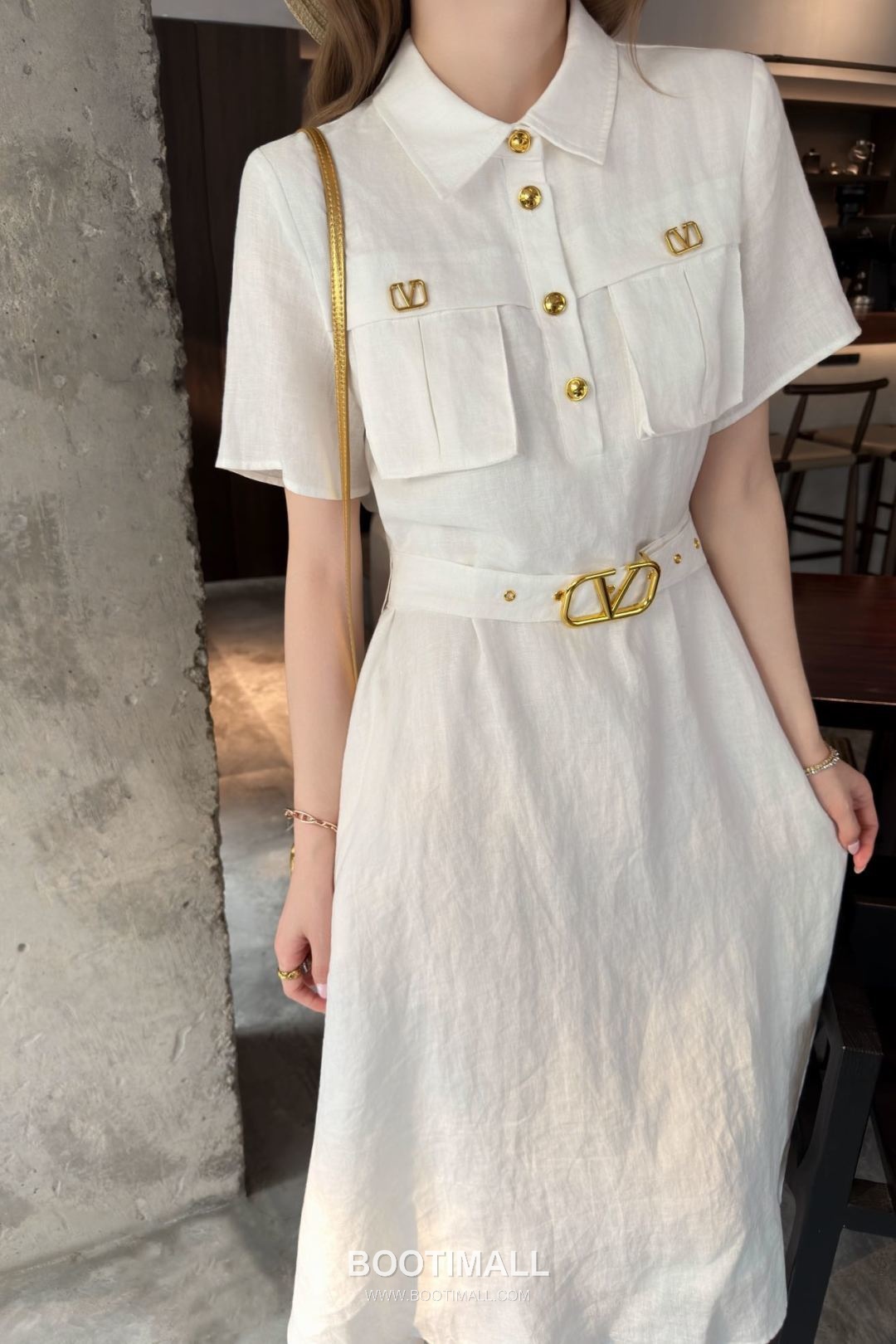 Valentino SS26 Linen Short Sleeve One Piece 발렌티노 SS26 린넨 반팔 베이지 원피스 5