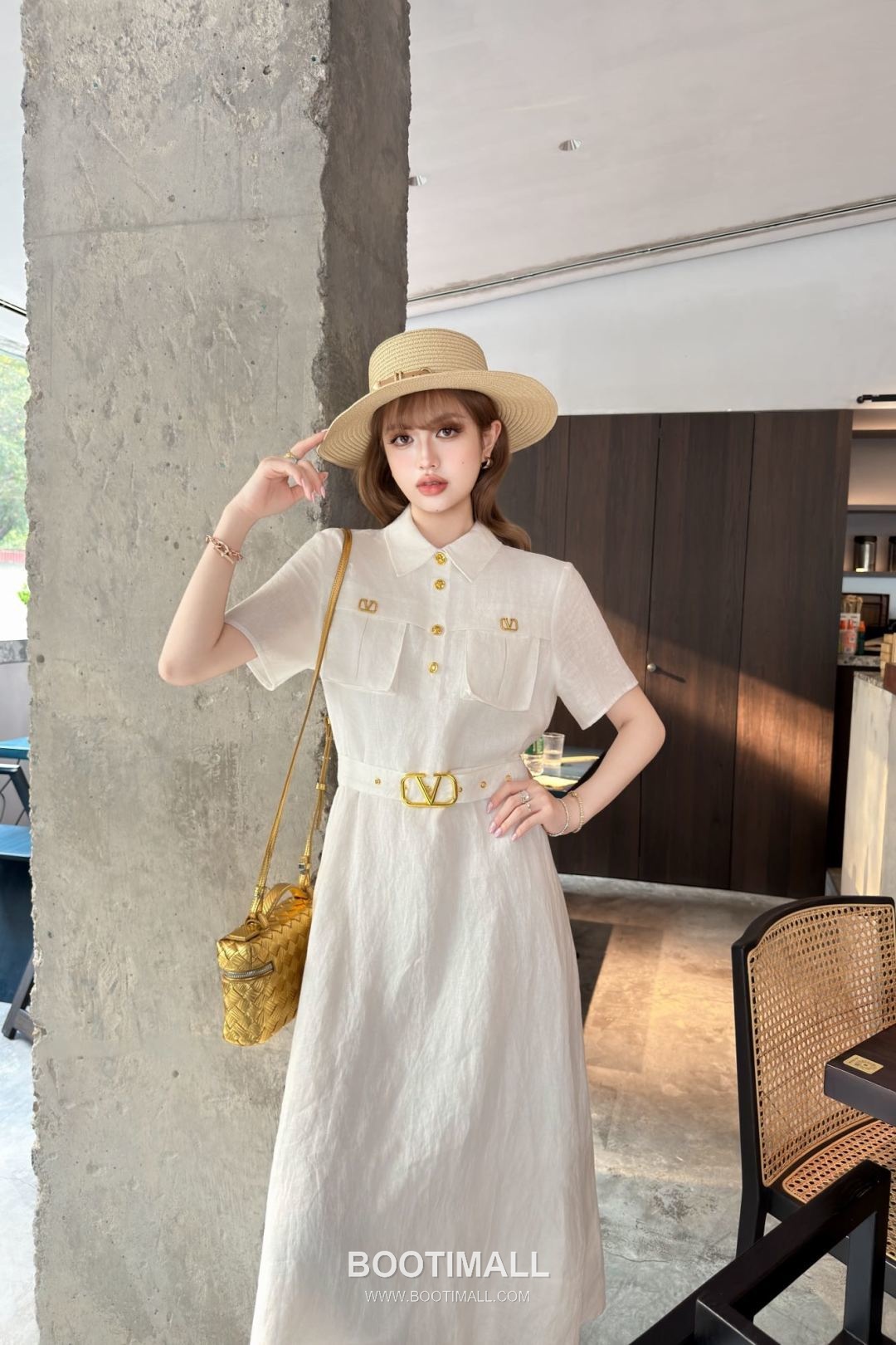 Valentino SS26 Linen Short Sleeve One Piece 발렌티노 SS26 린넨 반팔 베이지 원피스 6