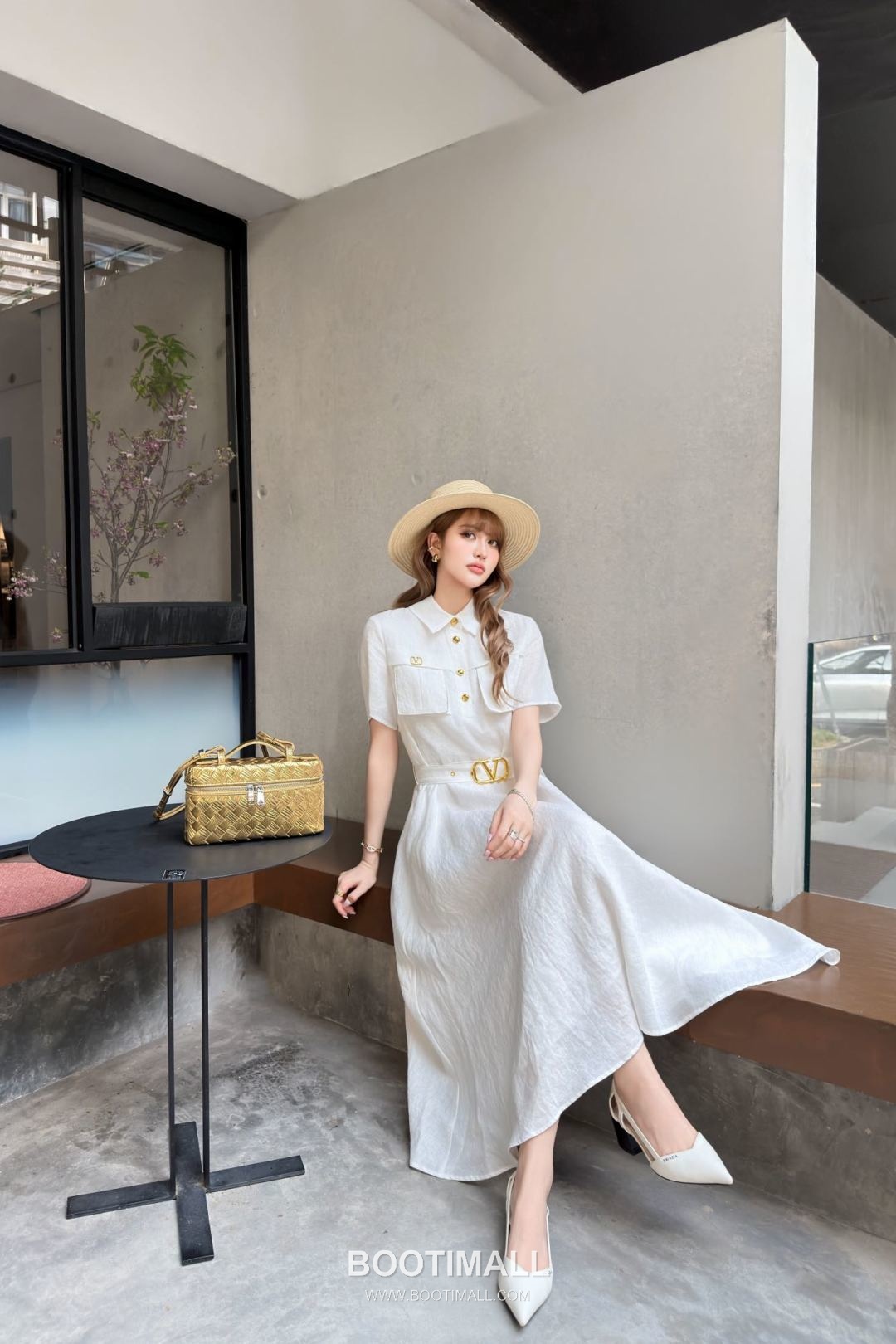 Valentino SS26 Linen Short Sleeve One Piece 발렌티노 SS26 린넨 반팔 베이지 원피스 8