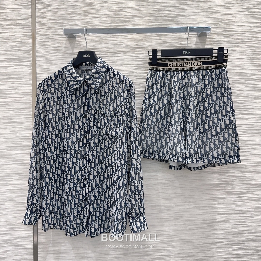 Dior SS26 Cotton Logo Print Long Sleeve Shirt Shorts Set 디올 SS26 코튼 로고 프린트 롱슬리브 셔츠 블랙 쇼츠 셋업 10
