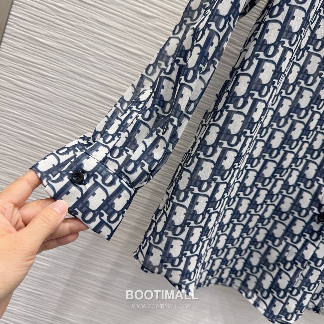 Dior SS26 Cotton Logo Print Long Sleeve Shirt Shorts Set 디올 SS26 코튼 로고 프린트 롱슬리브 셔츠 블랙 쇼츠 셋업 24