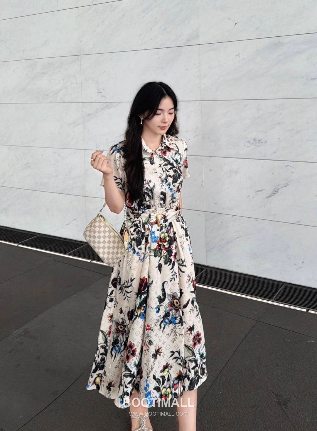 Louis Vuitton SS26 Polyester Print Sleeveless One Piece 루이비통 SS26 폴리에스터 프린트 슬리브리스 블랙 원피스 8