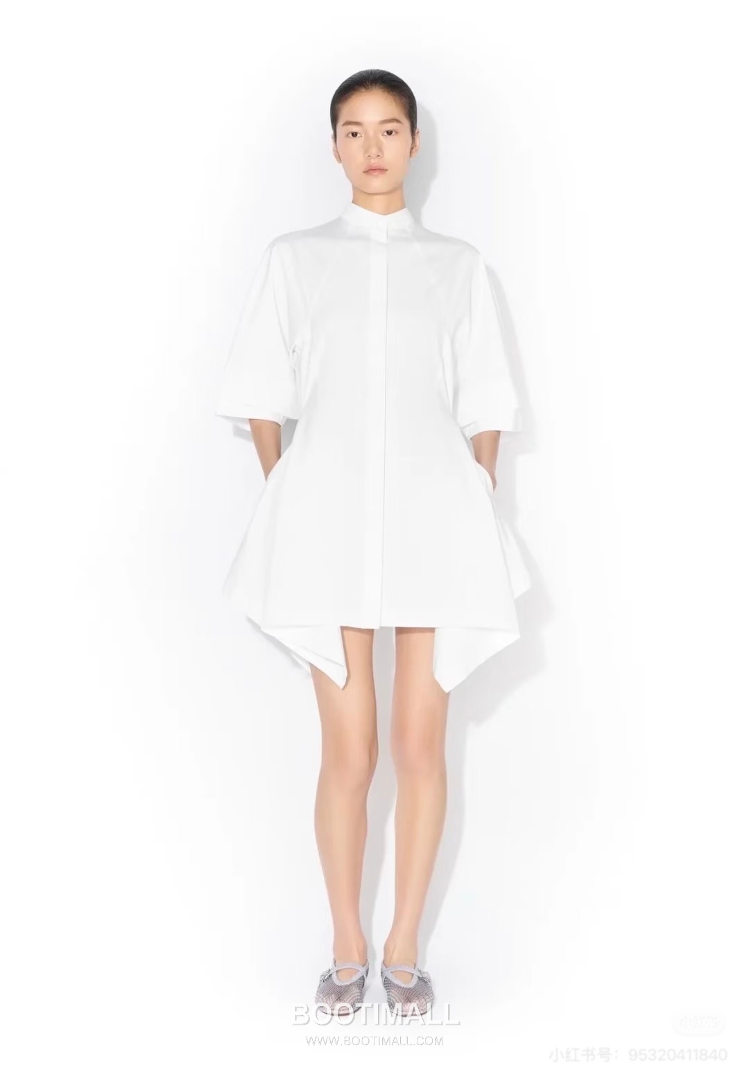 Alaia SS26 Cotton Asymmetric Waist Fit Short Sleeve One Piece 알라이아 SS26 코튼 비대칭 허리핏 반팔 블랙 원피스 1