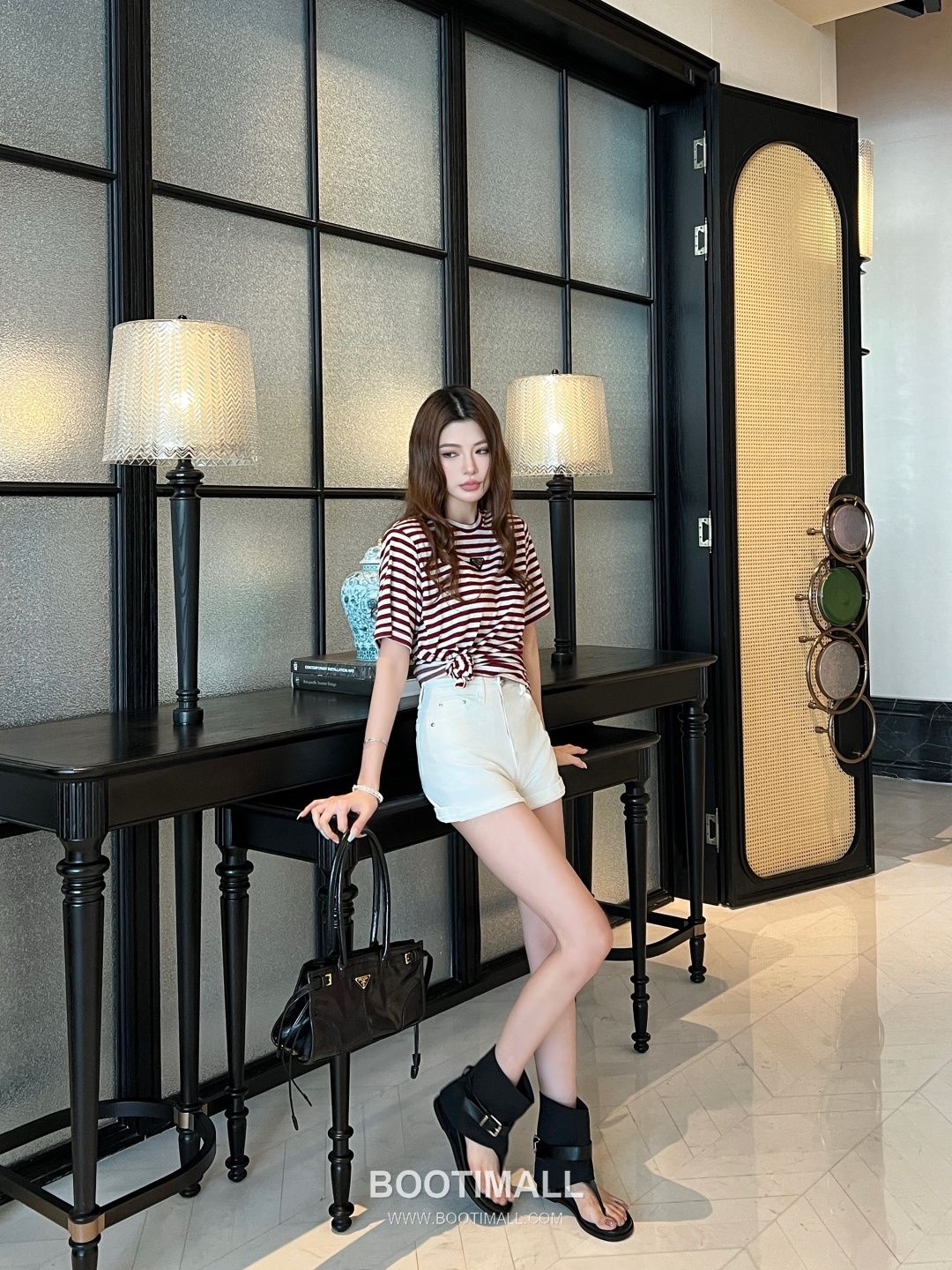 Prada SS26 Tencel Striped Triangle Logo T-Shirt 프라다 SS26 텐셀 스트라이프 삼각 로고 블루 티셔츠 6