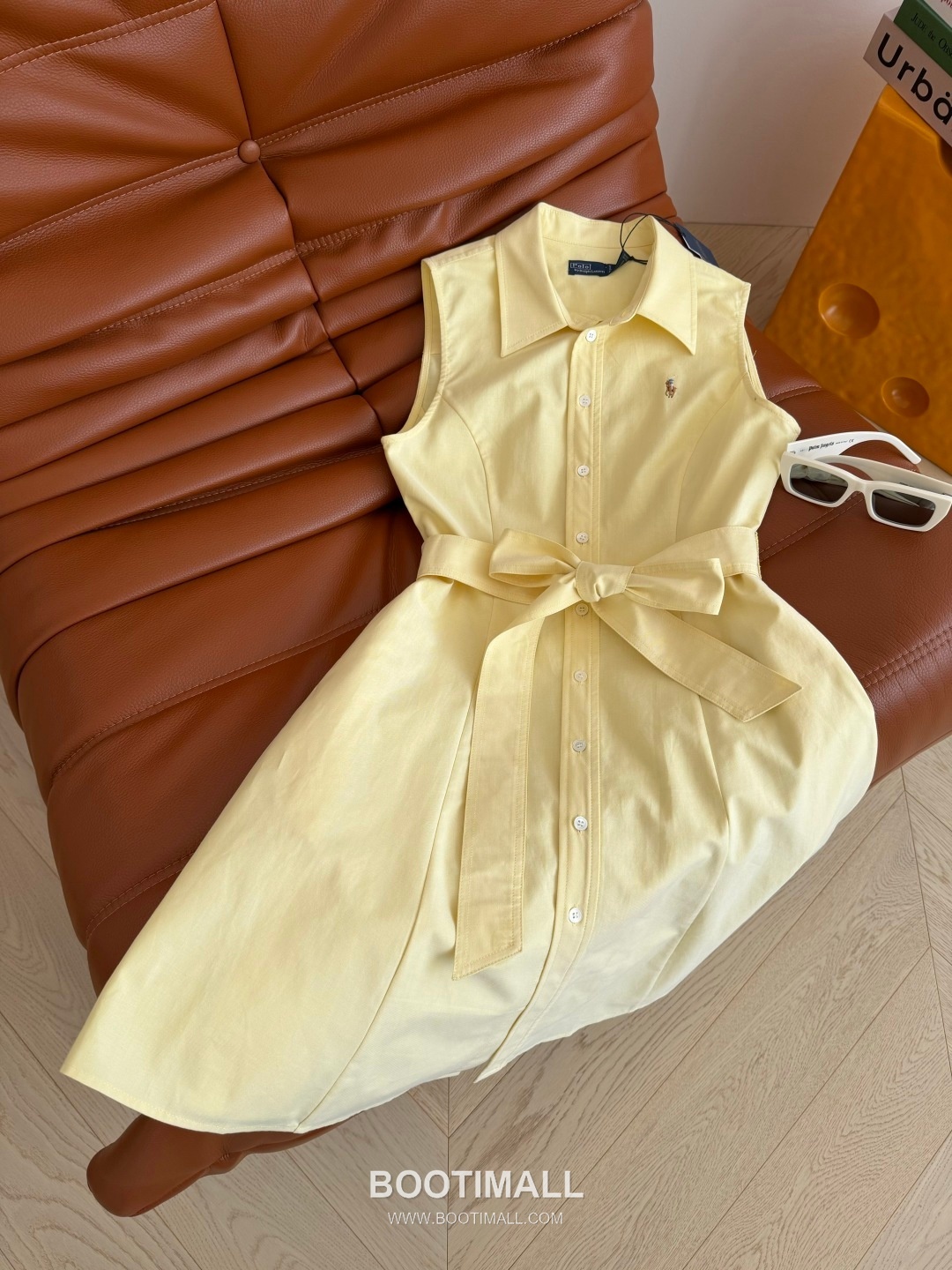 Polo Ralph Lauren SS26 Cotton Pony Embroidered Belted One Piece 폴로랄프로렌 SS26 코튼 포니 자수 벨트 옐로우 원피스 12