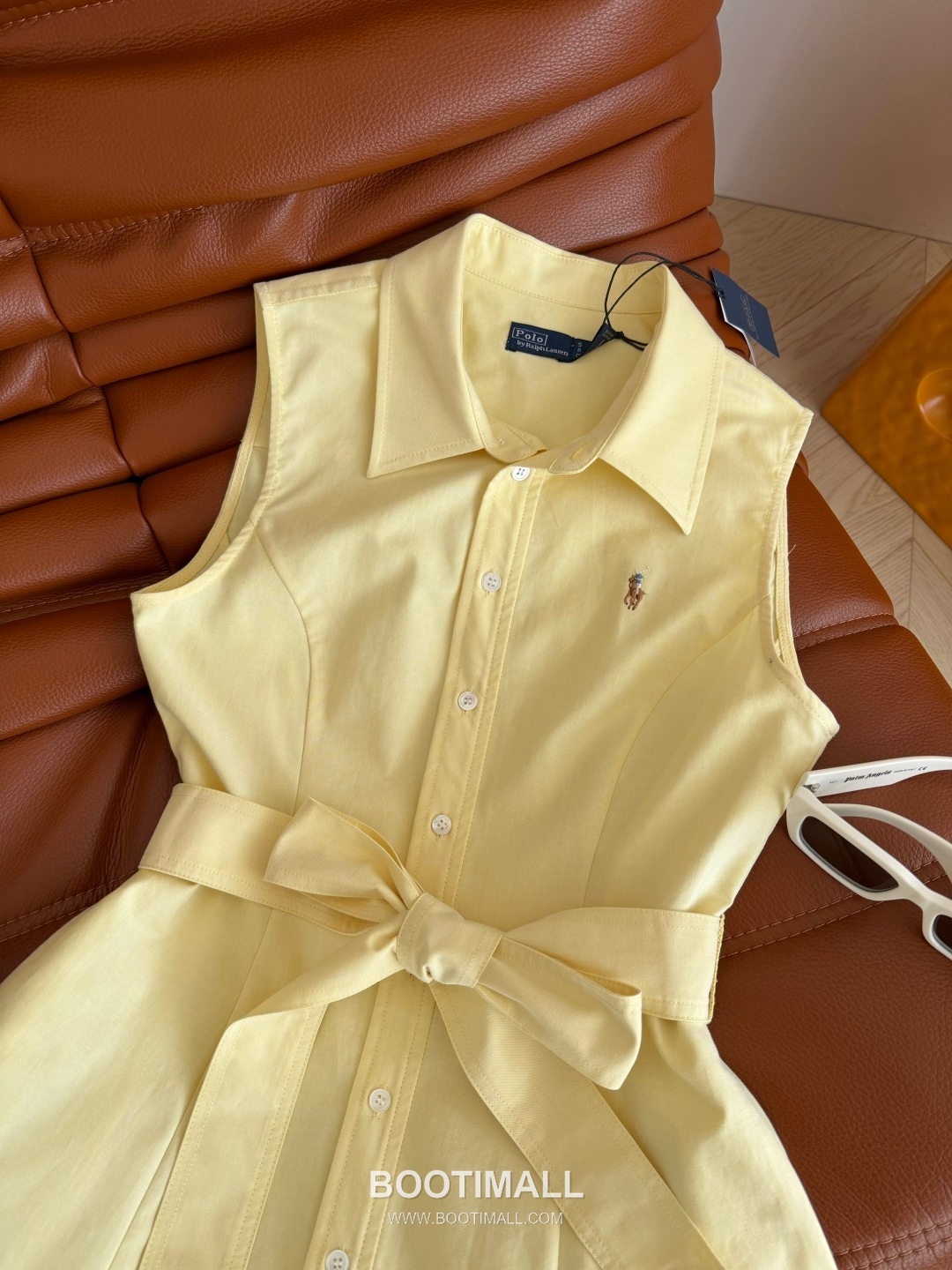 Polo Ralph Lauren SS26 Cotton Pony Embroidered Belted One Piece 폴로랄프로렌 SS26 코튼 포니 자수 벨트 옐로우 원피스 13