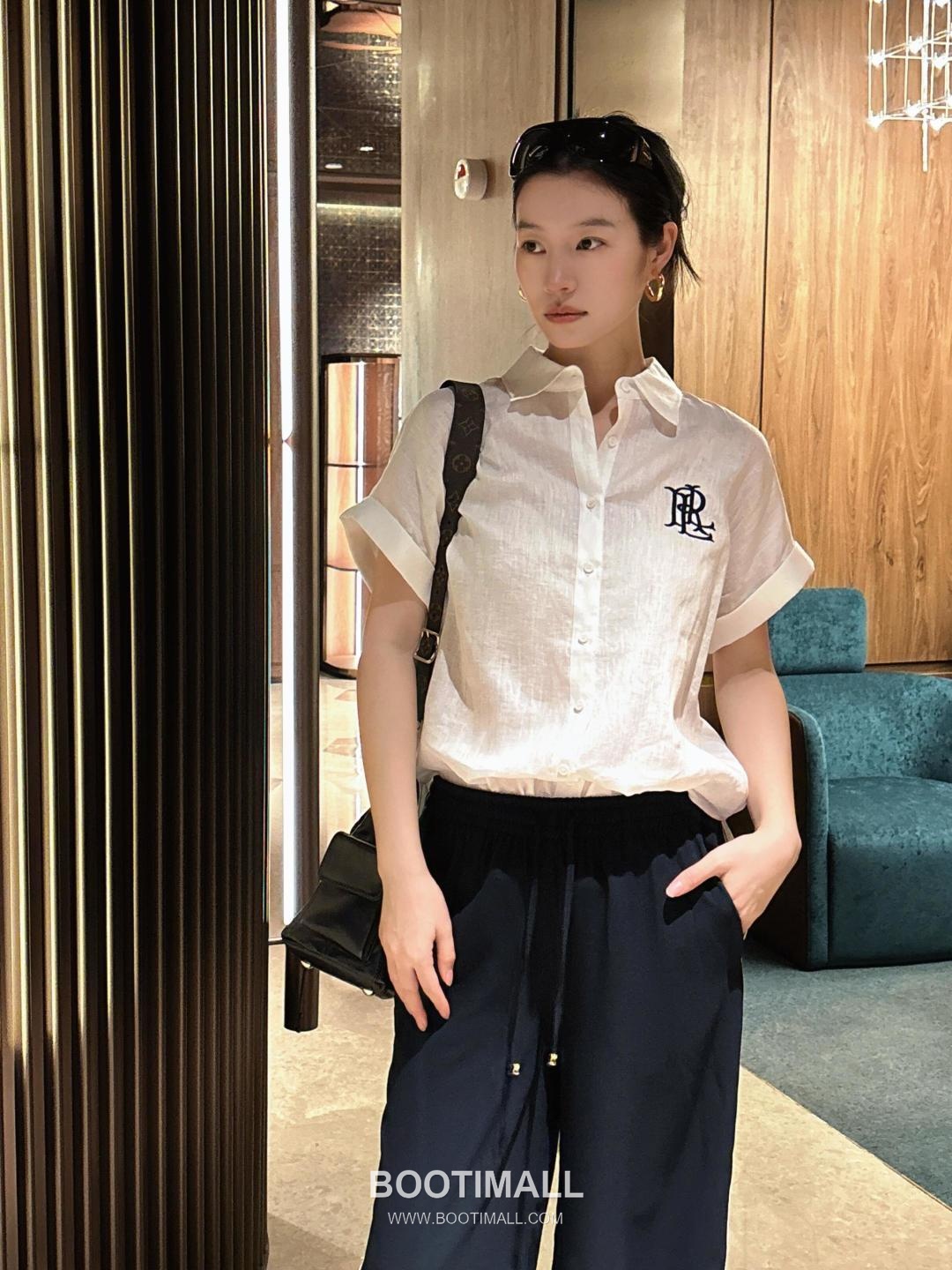 Loewe SS26 Linen Tencel Logo Embroidered Shirt 로에베 SS26 린넨 텐셀 로고 자수 화이트 셔츠 6