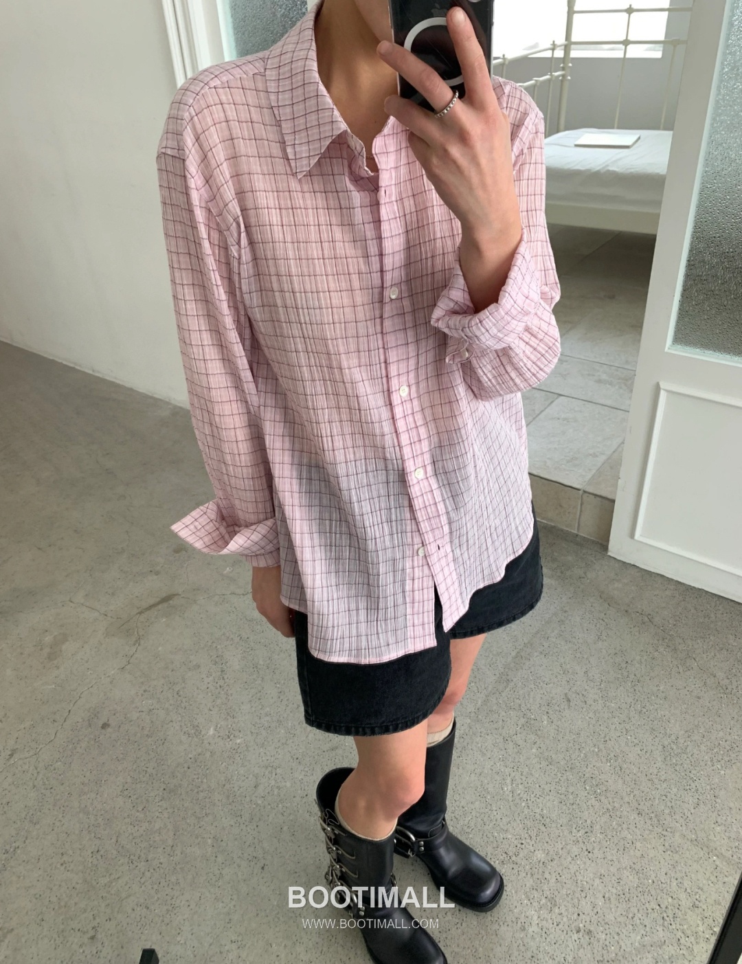 Lacoste SS26 Cotton Check Logo Embroidered Shirt 라코스테 SS26 코튼 체크 로고 자수 블루 셔츠 2