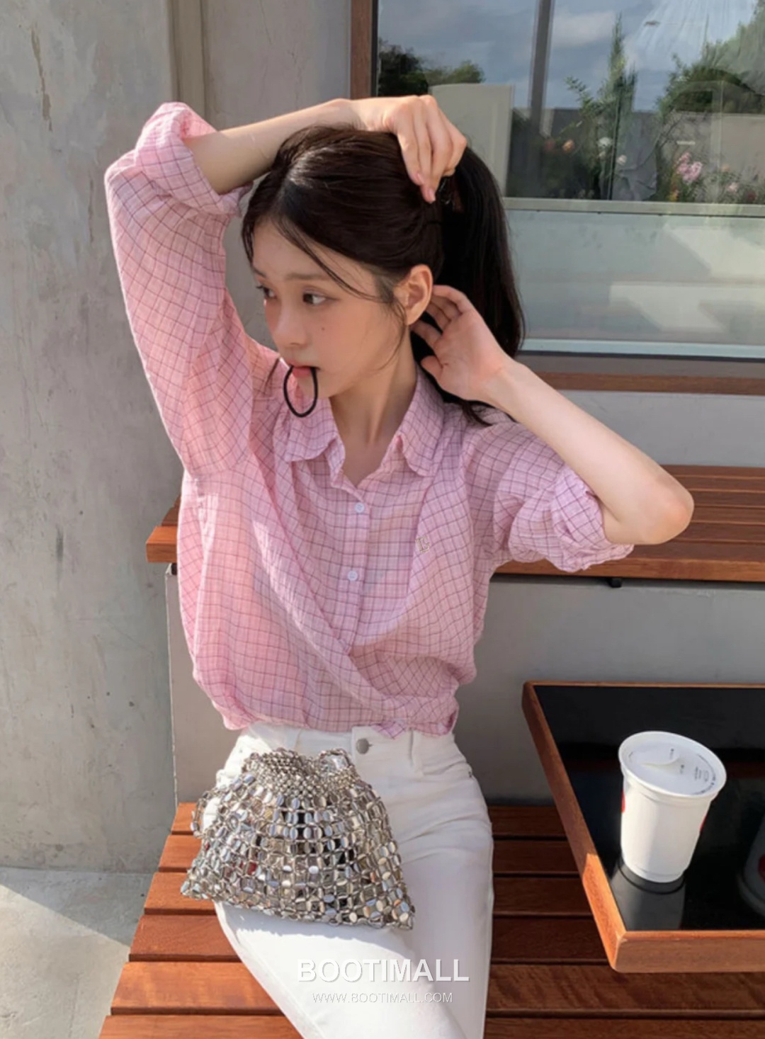 Lacoste SS26 Cotton Check Logo Embroidered Shirt 라코스테 SS26 코튼 체크 로고 자수 블루 셔츠 3